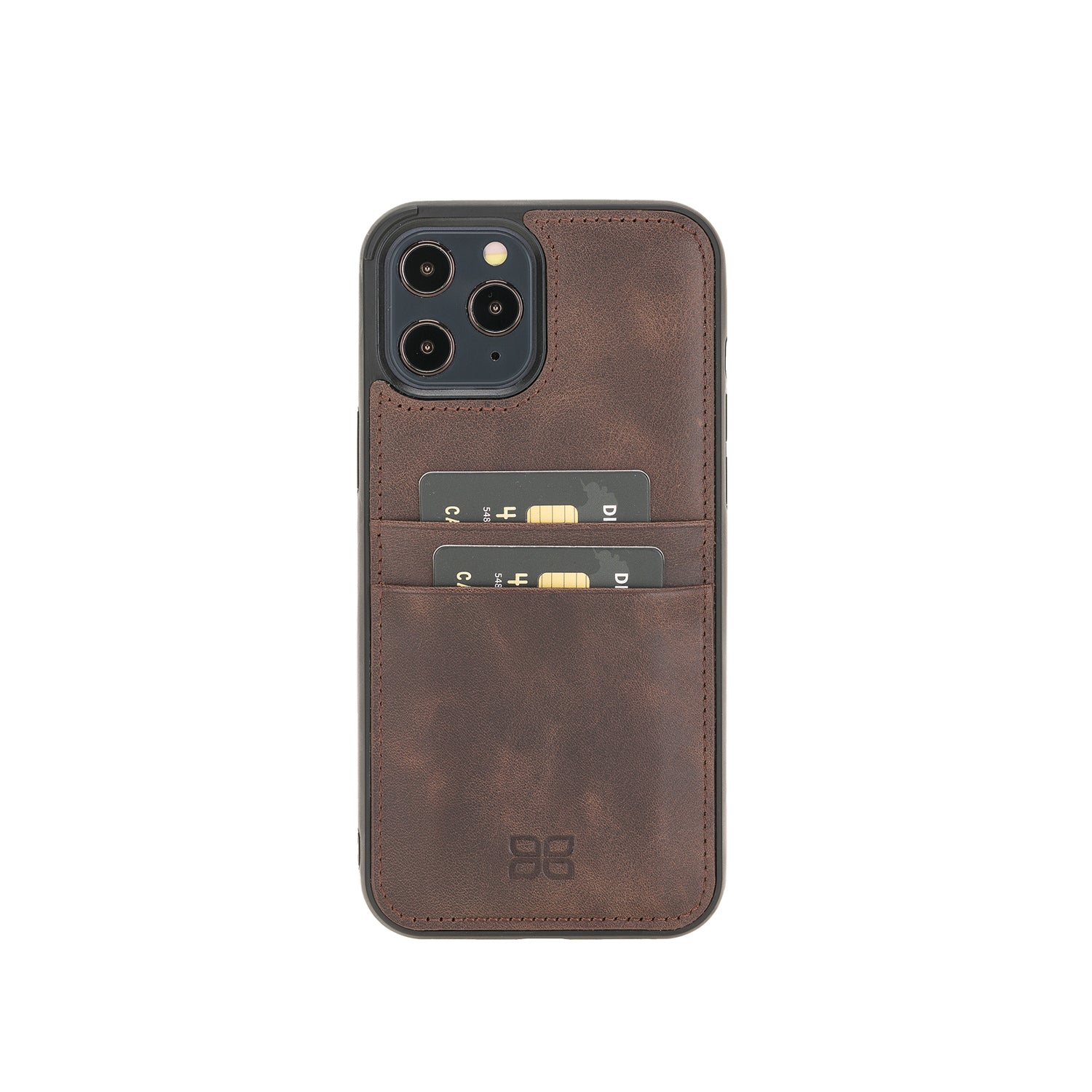 Flex Cover Leather Back Case with Card Holder for iPhone 12 Pro (6.1") - BROWN - saracleather