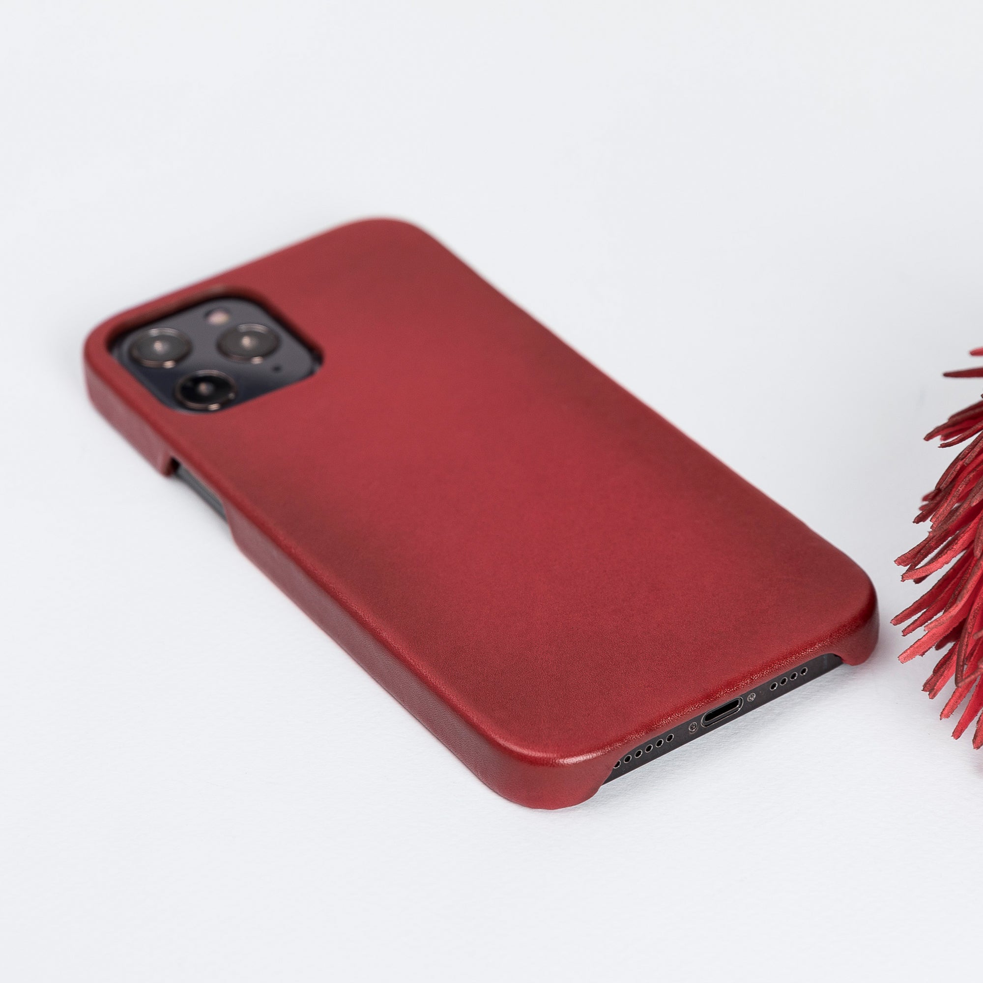 F360 Leather Back Cover Case for iPhone 12 Pro Max (6.7") - RED - saracleather