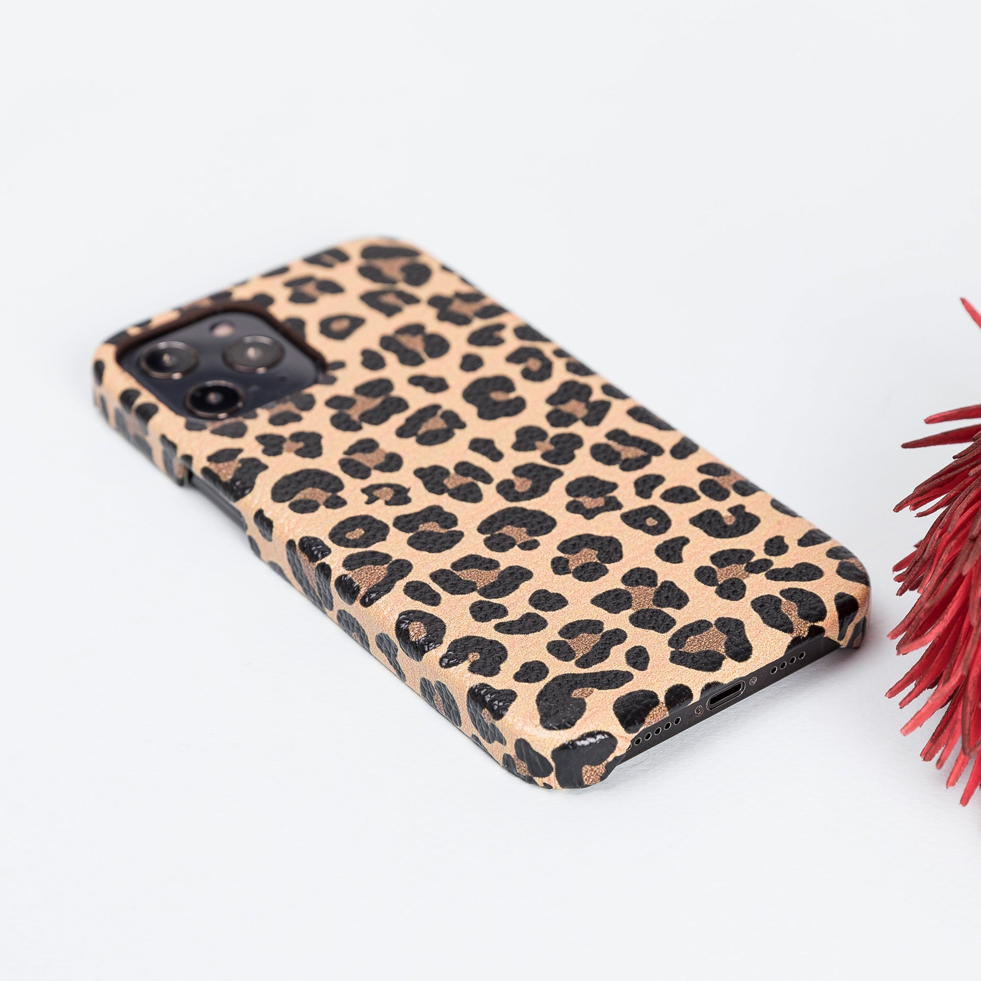 F360 Leather Back Cover Case for iPhone 12 Pro Max (6.7") - LEOPARD PATTERNED - saracleather