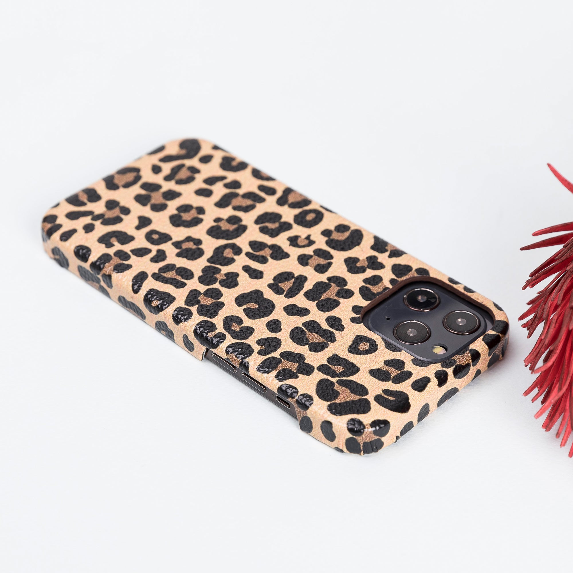 F360 Leather Back Cover Case for iPhone 12 Pro Max (6.7") - LEOPARD PATTERNED - saracleather