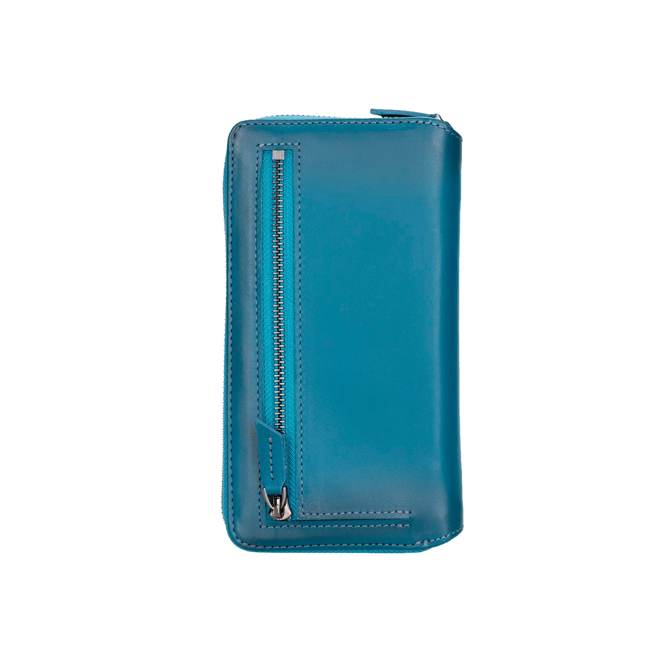 Pouch Magnetic Detachable Leather Wallet Case for iPhone 12 Pro Max (6.7") - BLUE - saracleather