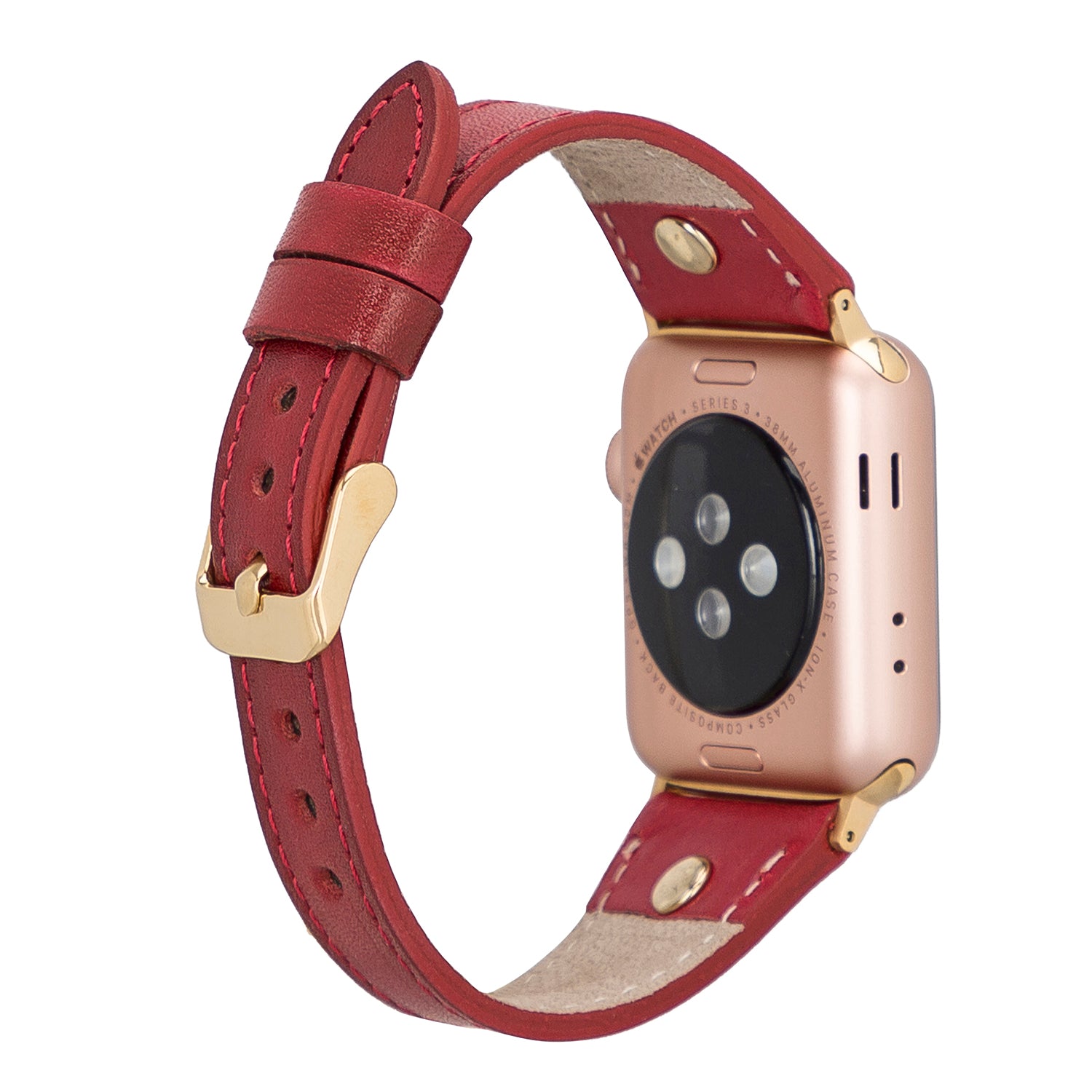 Slim Strap - Full Grain Leather Band for Apple Watch - RED