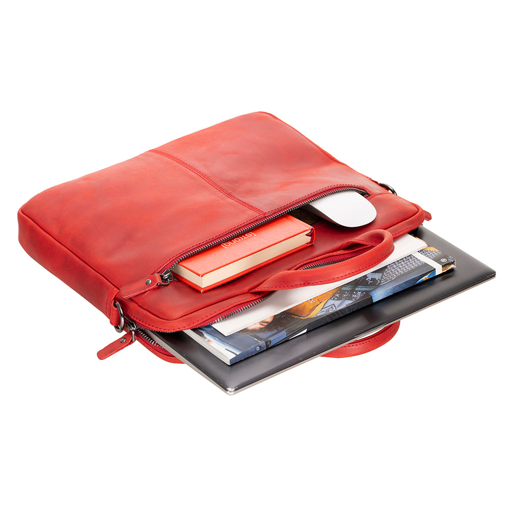 Apollo Leather Laptop Bag 13 Inch - RED - saracleather