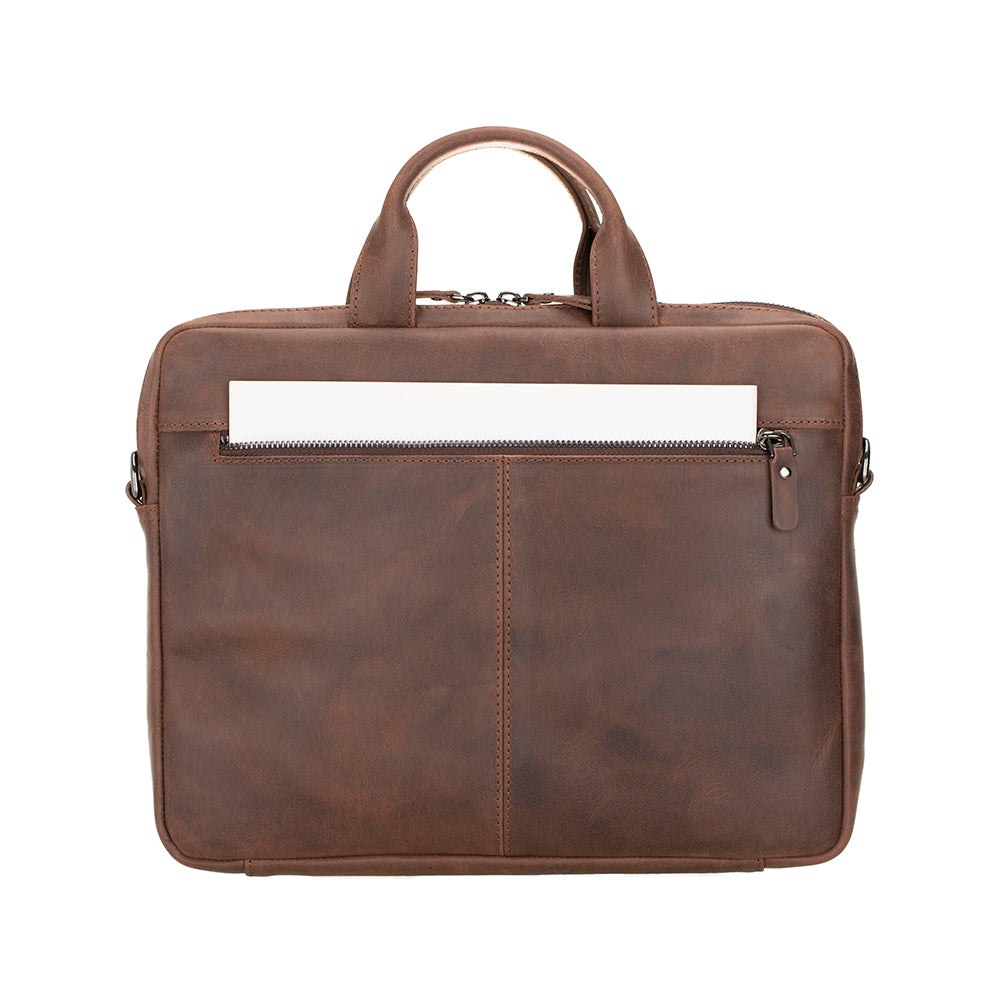 Apollo Leather Laptop Bag 13 Inch - BROWN - saracleather