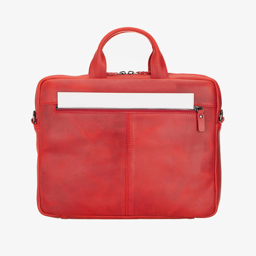 Apollo Leather Laptop Bag 13 Inch - RED - saracleather