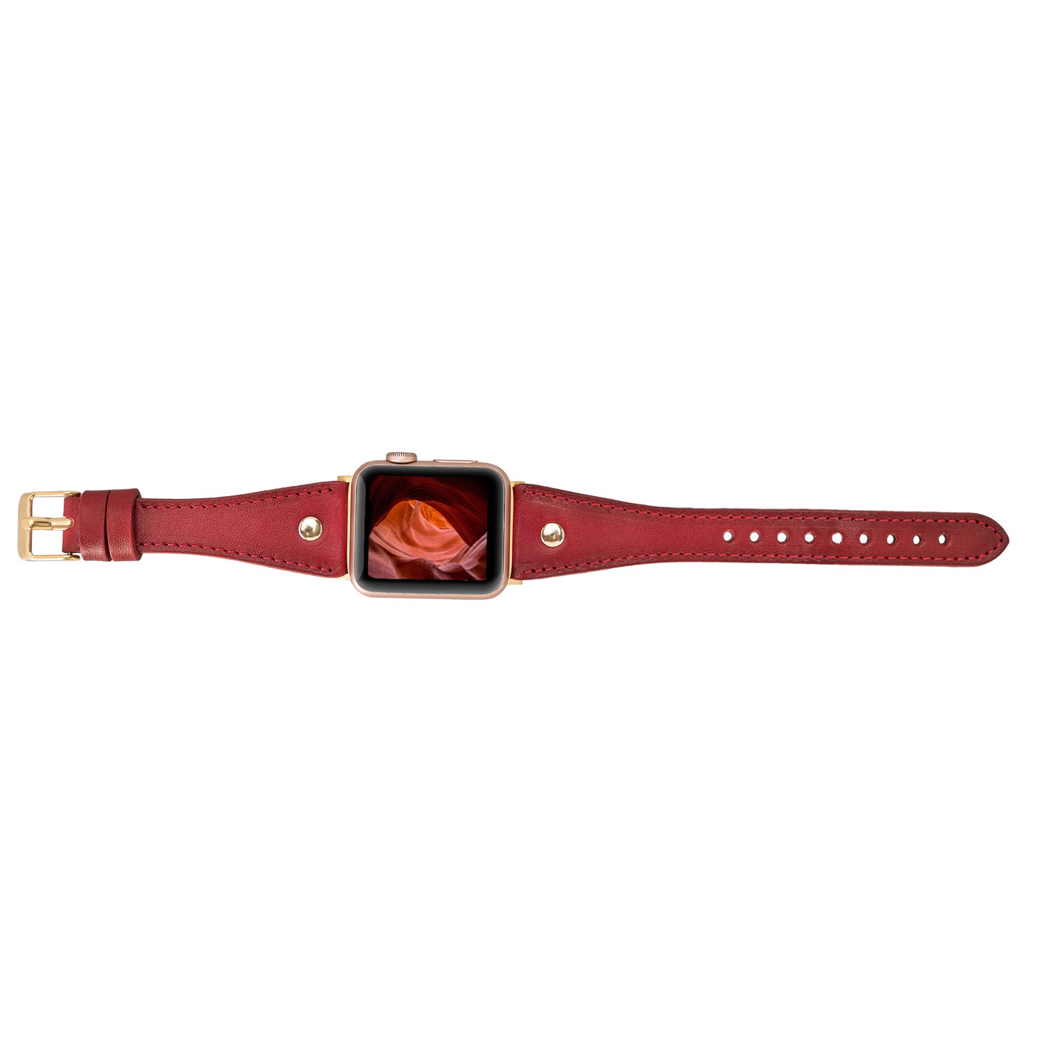 Slim Strap - Full Grain Leather Band for Apple Watch - RED