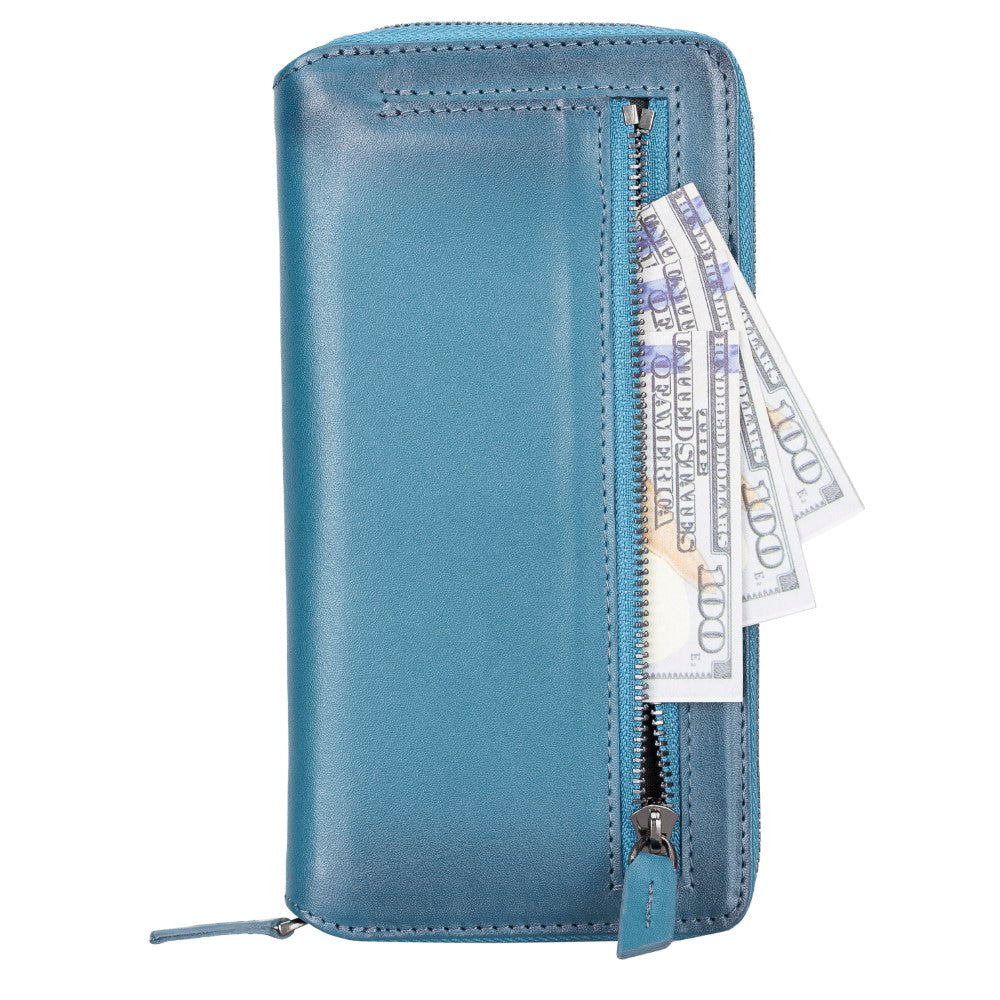 Pouch Magnetic Detachable Leather Wallet Case with RFID for Samsung Galaxy S22 Plus (6.6") - BLUE