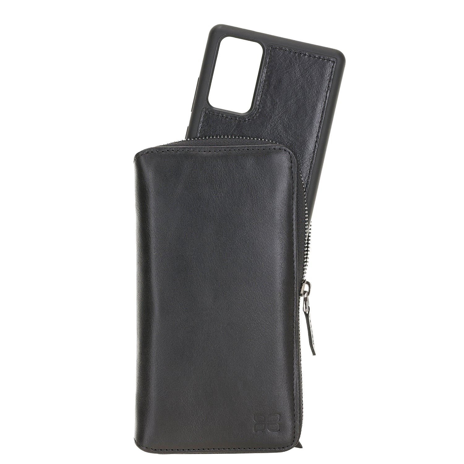 Pouch Magnetic Detachable Leather Wallet Case for Samsung Galaxy Note 20 / Note 20 5G (6.7") - BLACK - saracleather