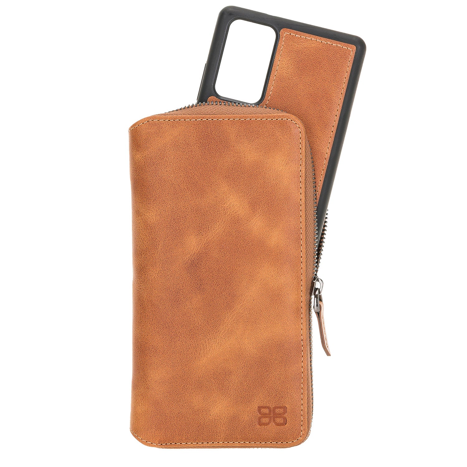 Pouch Magnetic Detachable Leather Wallet Case for Samsung Galaxy Note 20 / Note 20 5G (6.7") - TAN - saracleather