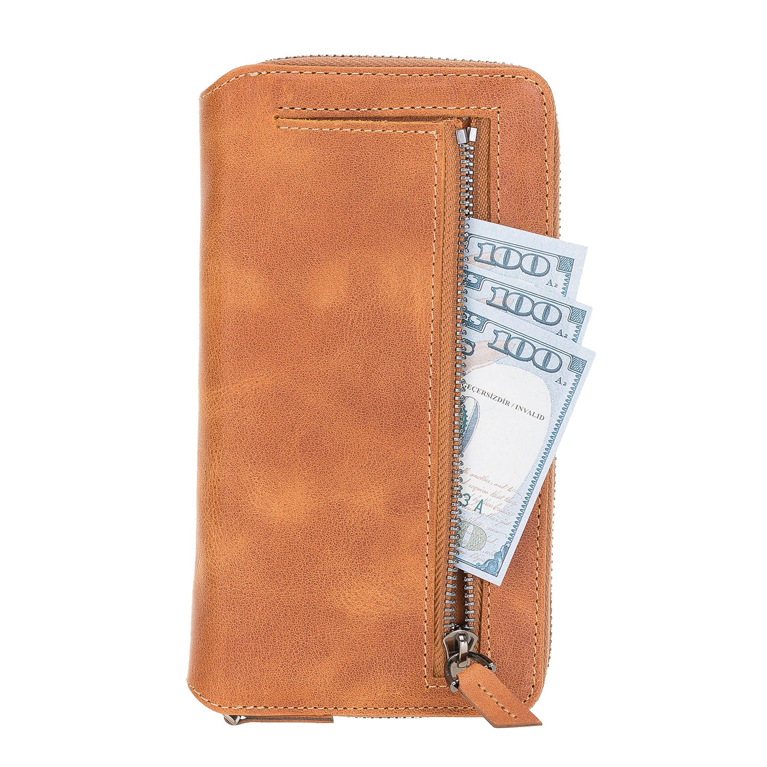 Pouch Magnetic Detachable Leather Wallet Case for Samsung Galaxy Note 20 Ultra 5G (6.9") - TAN - saracleather