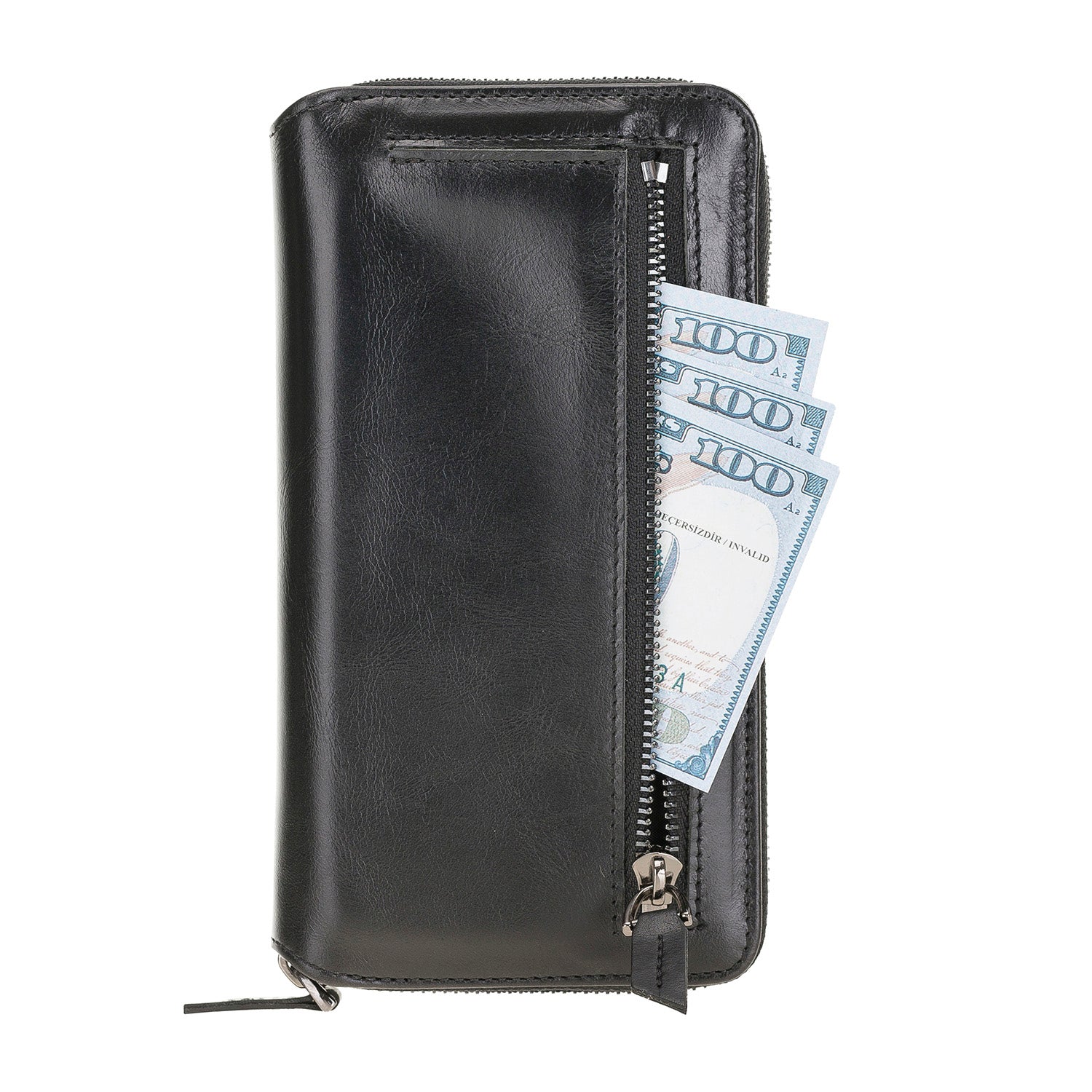 Pouch Magnetic Detachable Leather Wallet Case for Samsung Galaxy Note 20 Ultra 5G (6.9") - BLACK - saracleather