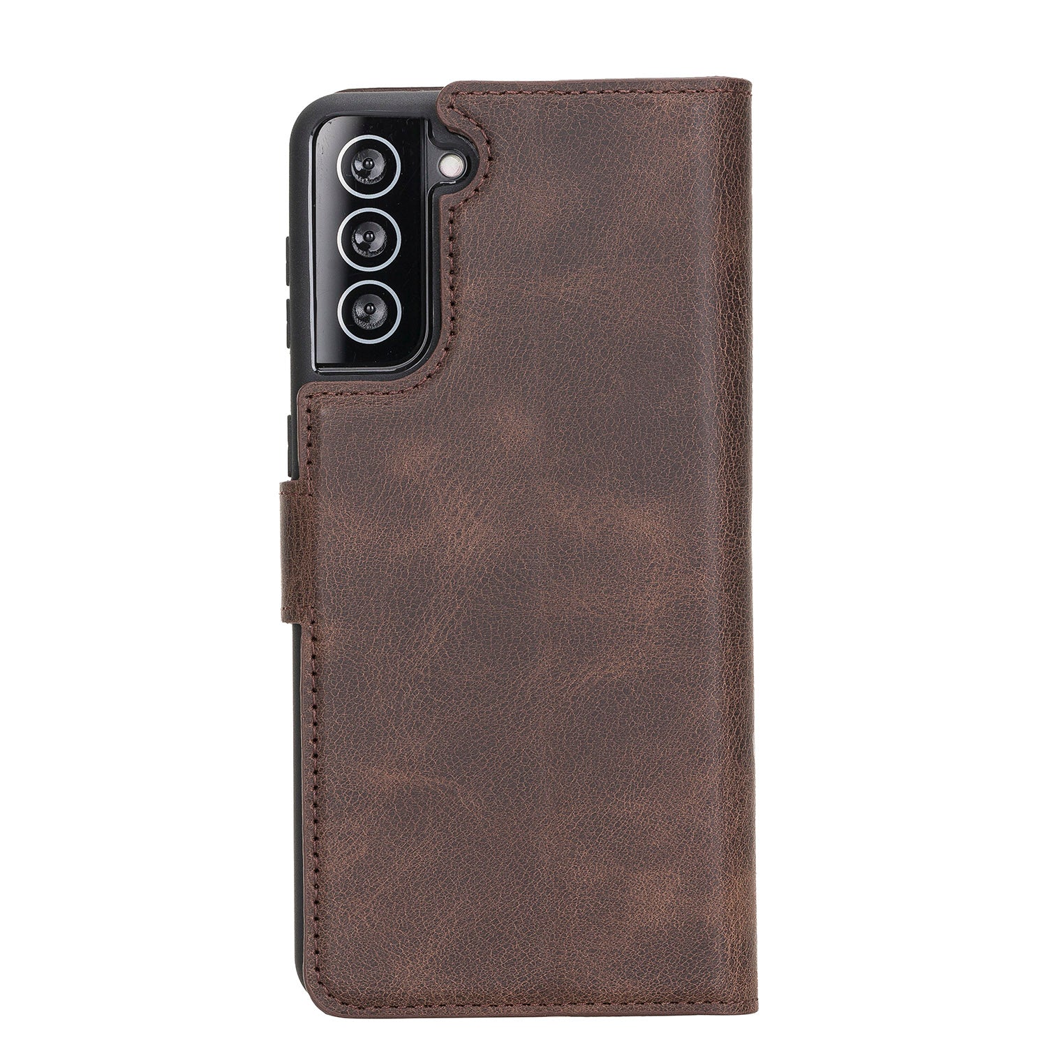 Magic Magnetic Detachable Leather Wallet Case with RFID for Samsung Galaxy S21 5G (6.2") - BROWN - saracleather