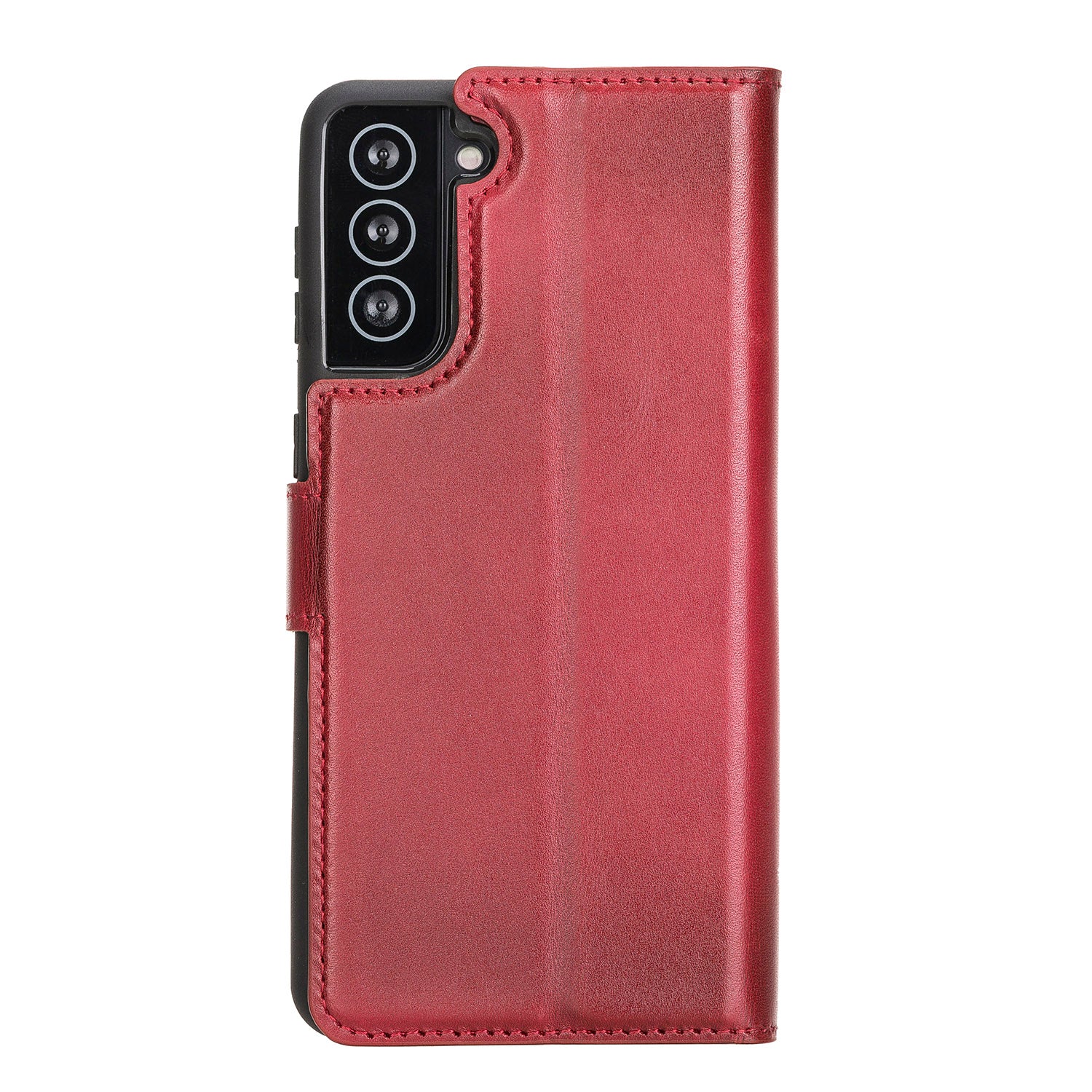 Magic Magnetic Detachable Leather Wallet Case with RFID for Samsung Galaxy S21 5G (6.2") - RED - saracleather