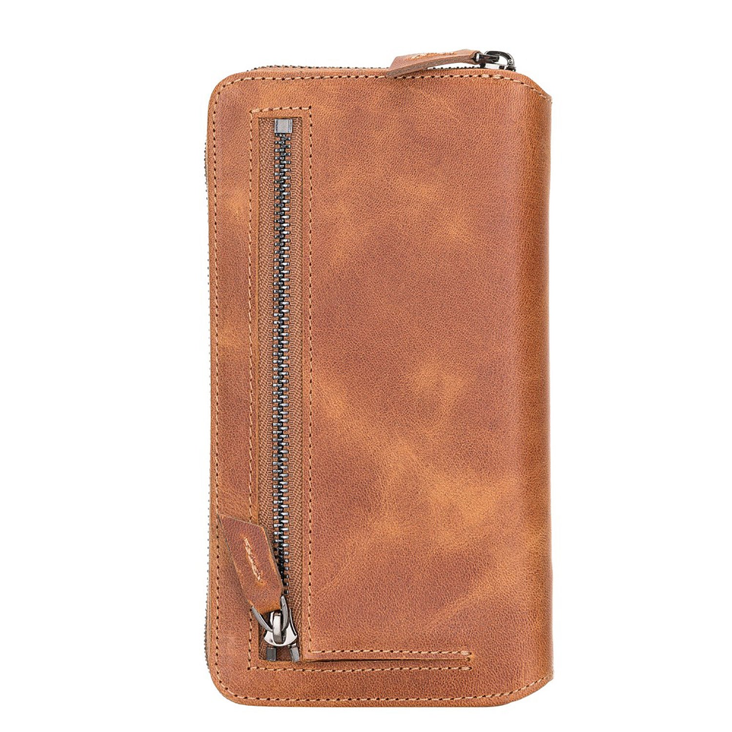 Pouch Magnetic Detachable Leather Wallet Case with RFID for Samsung Galaxy S21 5G (6.2") - TAN - saracleather