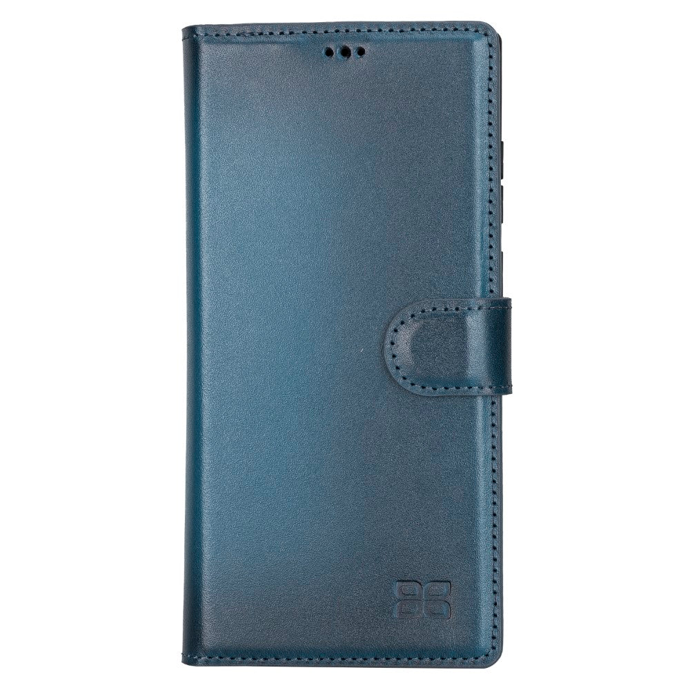 Magic Magnetic Detachable Leather RFID Blocker Wallet Case for Samsung Galaxy S22 Ultra (6.8") - BLUE