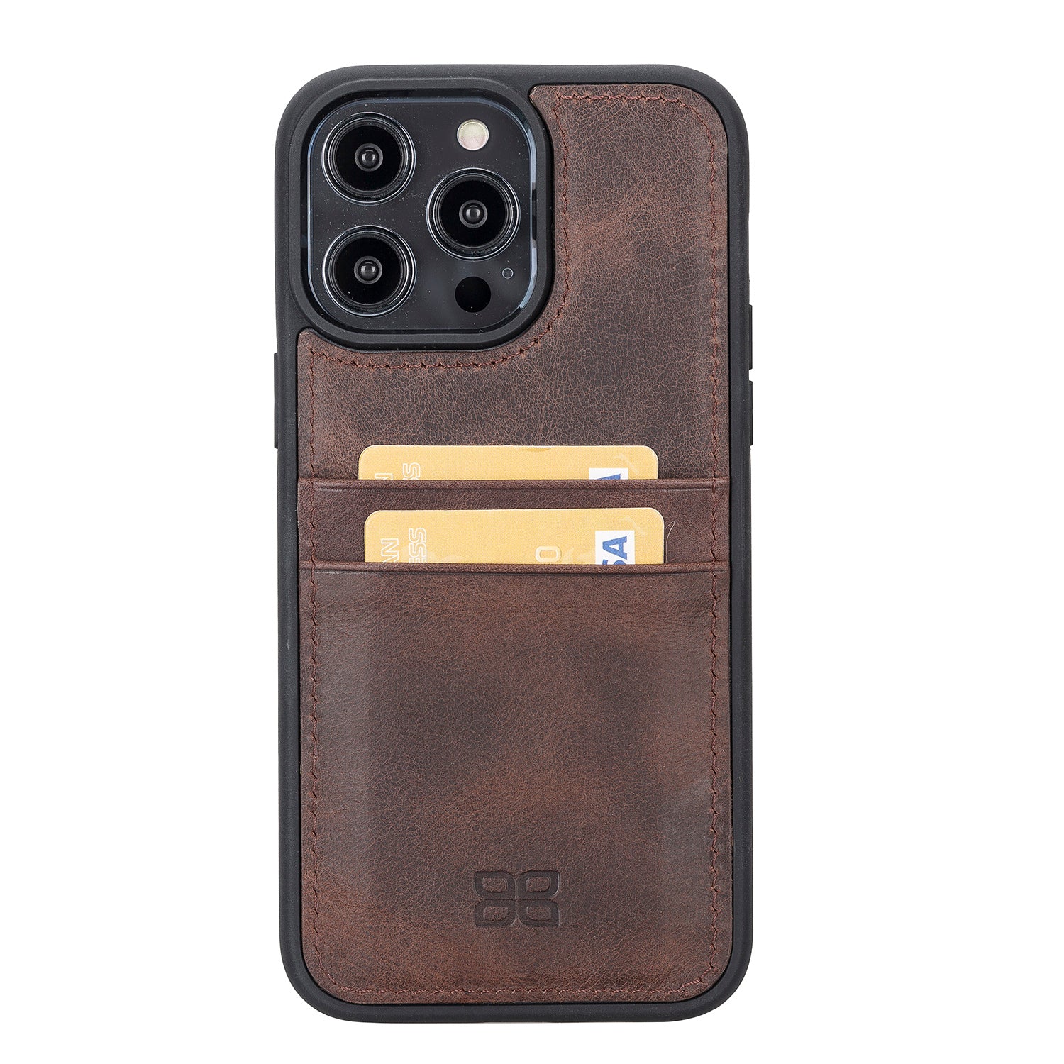 Flex Cover Leather Back Case with Card Holder for iPhone 14 Pro Max (6.7") - BROWN