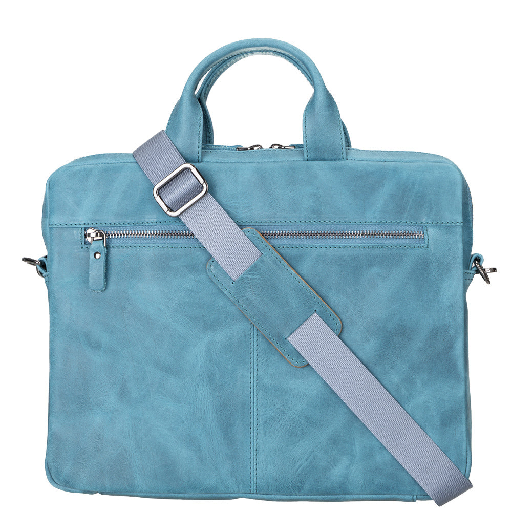 Apollo Leather Laptop Bag 13 Inch - BLUE - saracleather