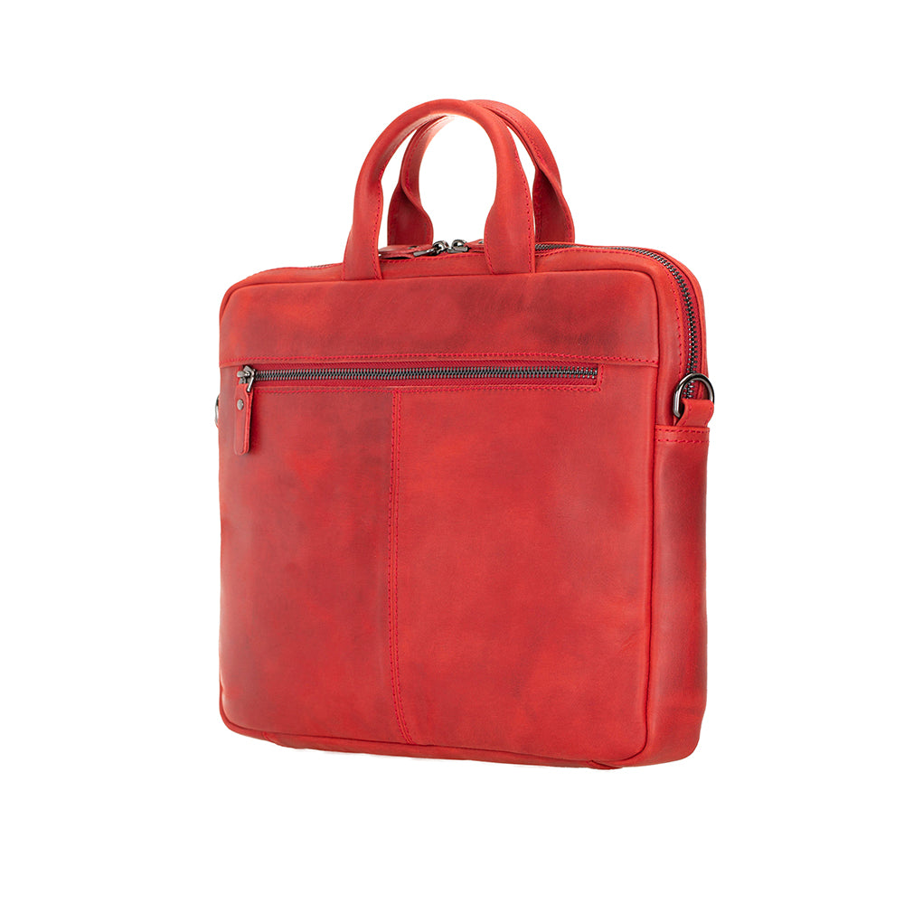 Apollo Leather Laptop Bag 13 Inch - RED - saracleather