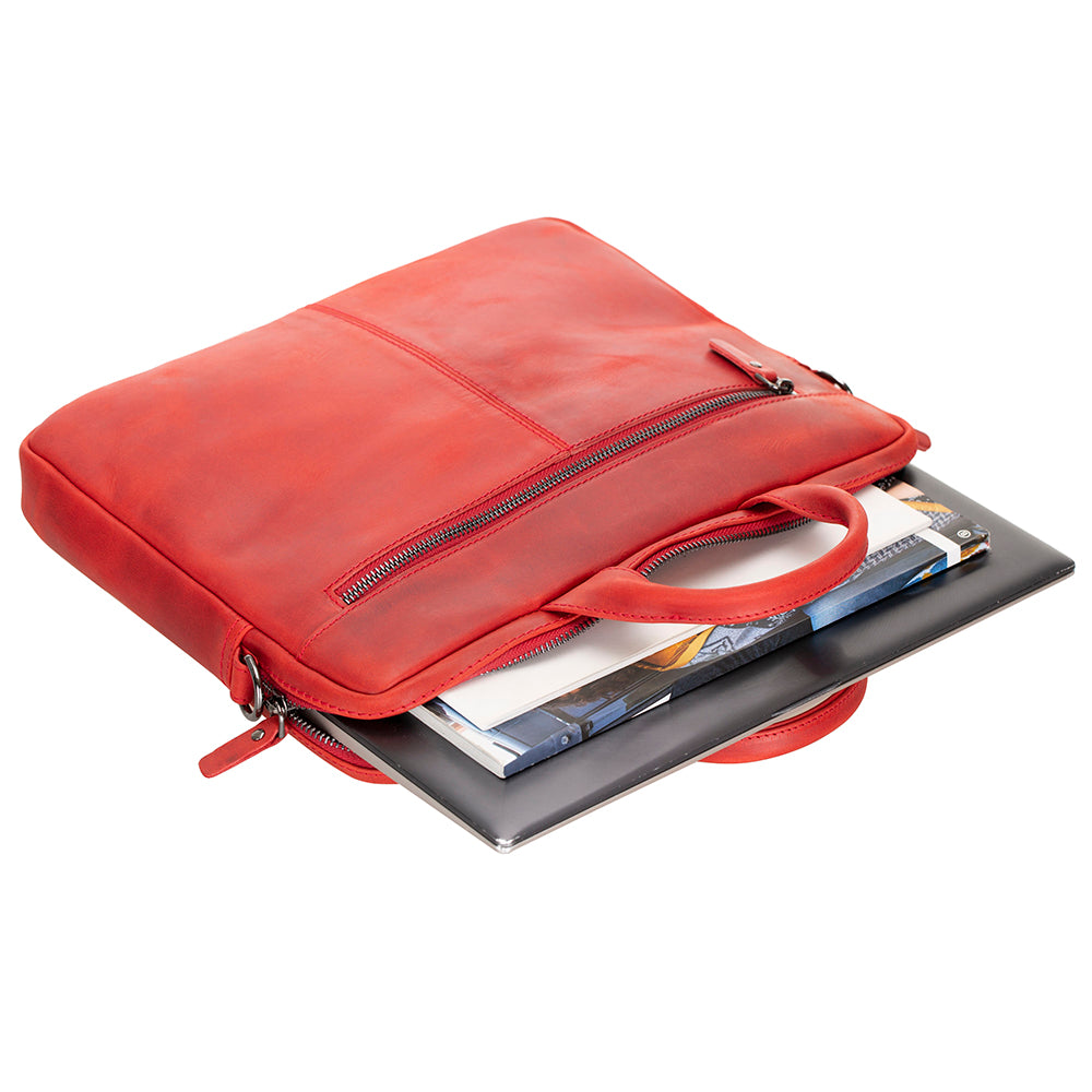 Apollo Leather Laptop Bag 13 Inch - RED - saracleather