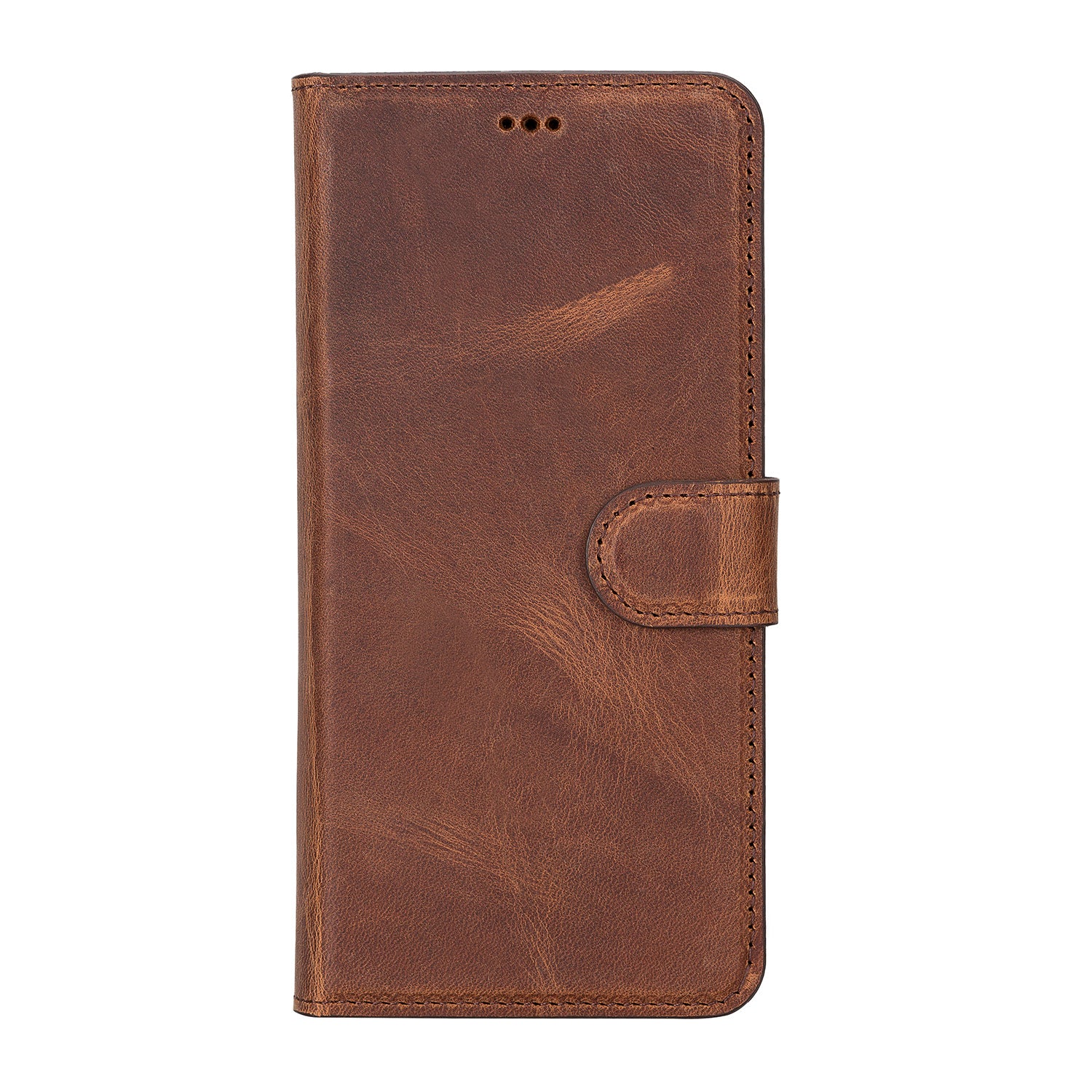 Magic Magnetic Detachable Leather RFID Blocker Wallet Case for Samsung Galaxy S22 (6.1") - BROWN