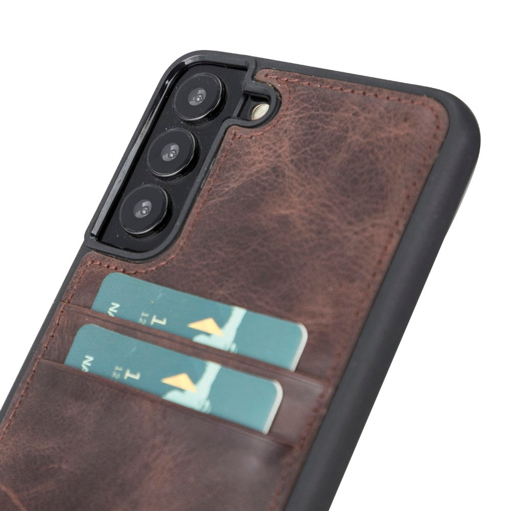 Flex Cover Leather Back Case with Card Holder for Samsung Galaxy S22 (6.1") - BROWN