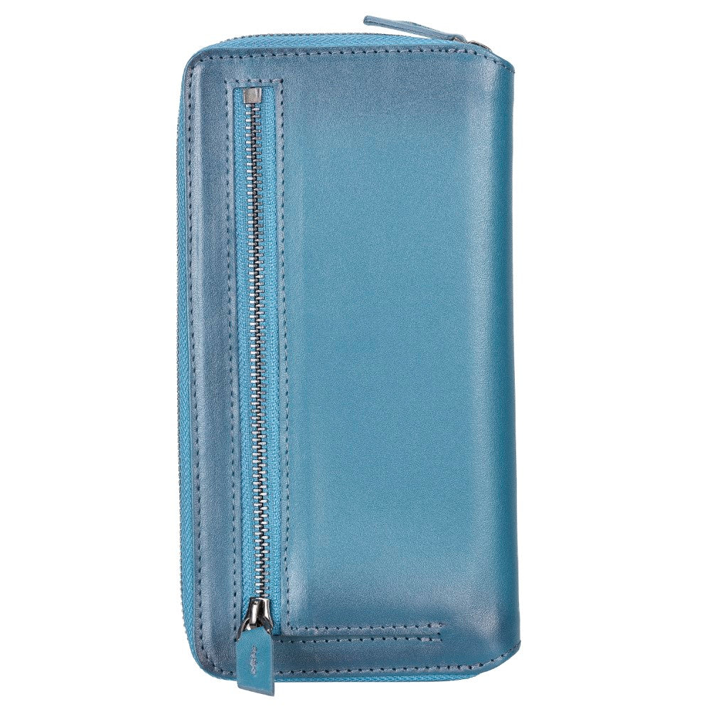 Pouch Magnetic Detachable Leather Wallet Case with RFID for Samsung Galaxy S22 Plus (6.6") - BLUE