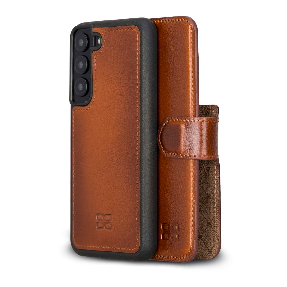 Magic Magnetic Detachable Leather RFID Blocker Wallet Case for Samsung Galaxy S22 Plus (6.6") - EFFECT TAN