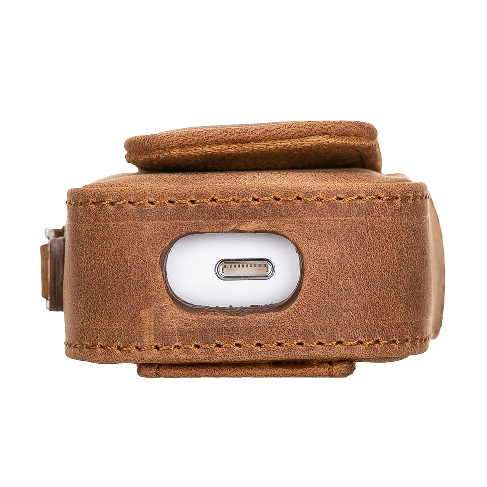 Jojo Leather Case for AirPods 1 & 2 - BROWN - saracleather