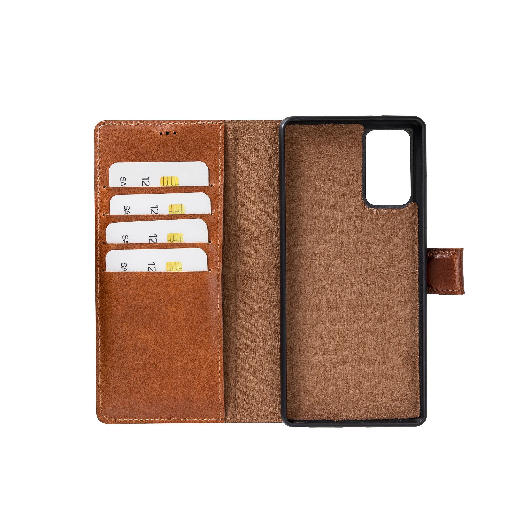 Magic Magnetic Detachable Leather Wallet Case for Samsung Galaxy Note 20 / Note 20 5G (6.7") - EFFECT BROWN - saracleather