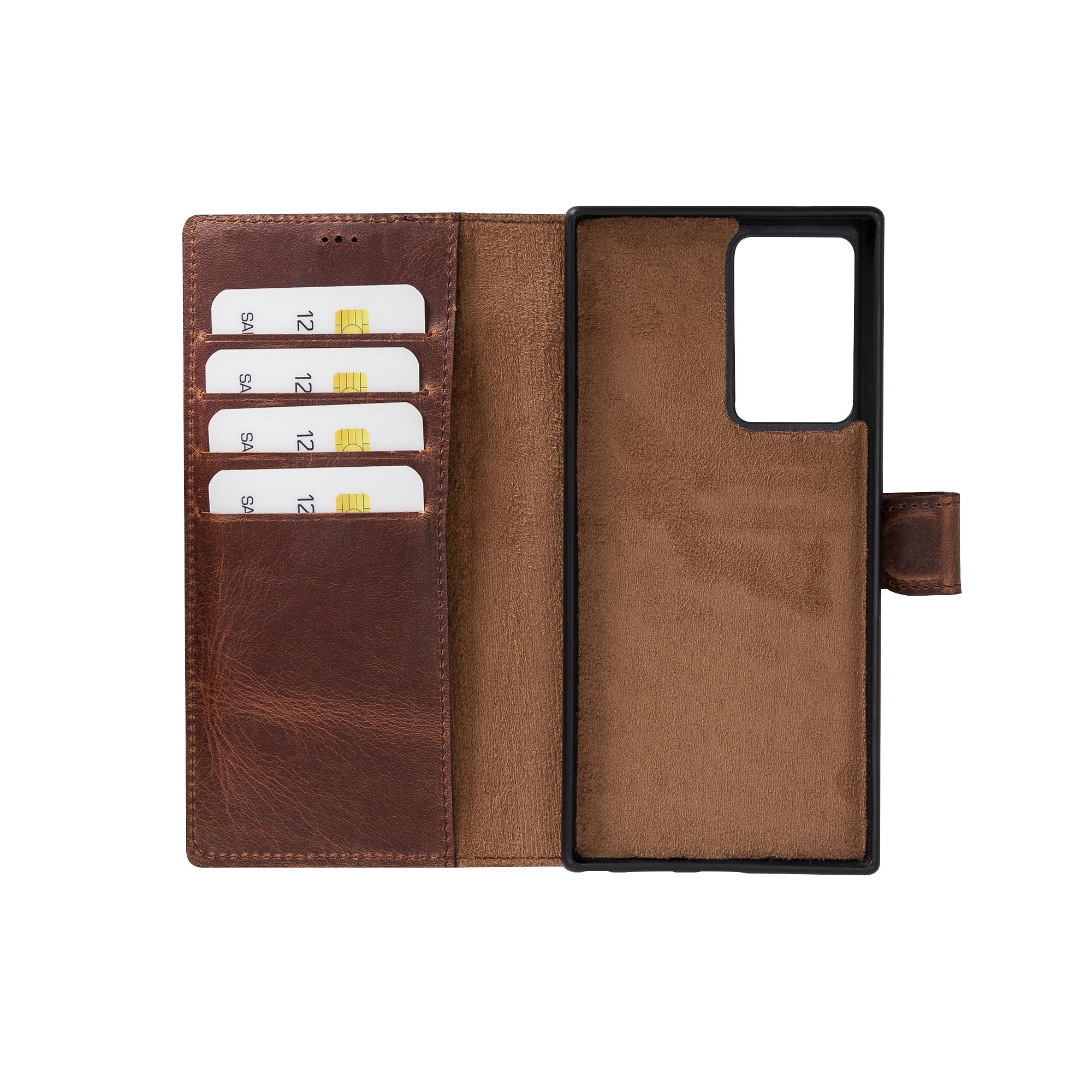 Magic Magnetic Detachable Leather Wallet Case for Samsung Galaxy Note 20 Ultra / Note 20 Ultra 5G (6.9") - BROWN - saracleather