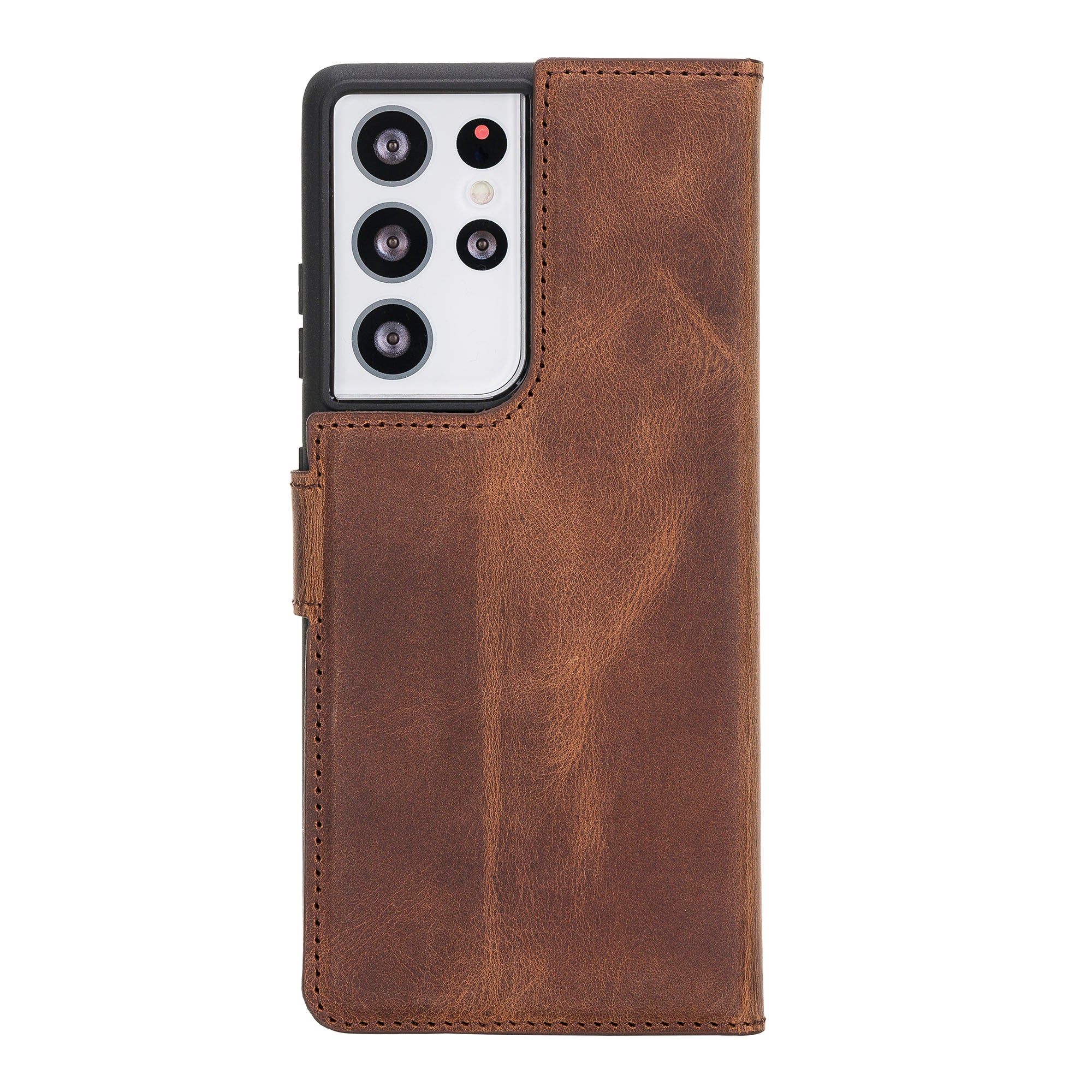 Magic Magnetic Detachable Leather Wallet Case for Samsung Galaxy S21 Ultra 5G (6.8") - BROWN - saracleather