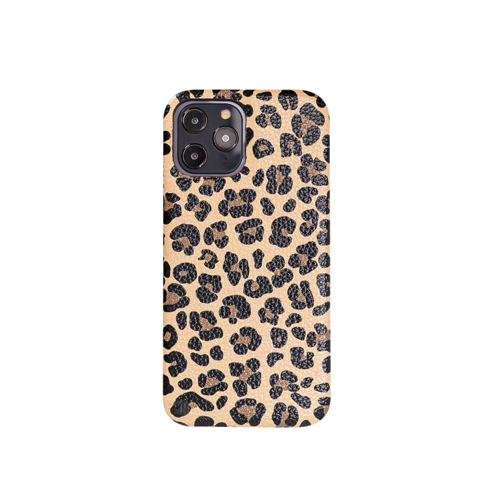 F360 Leather Back Cover Case for iPhone 12 Pro Max (6.7") - LEOPARD PATTERNED - saracleather