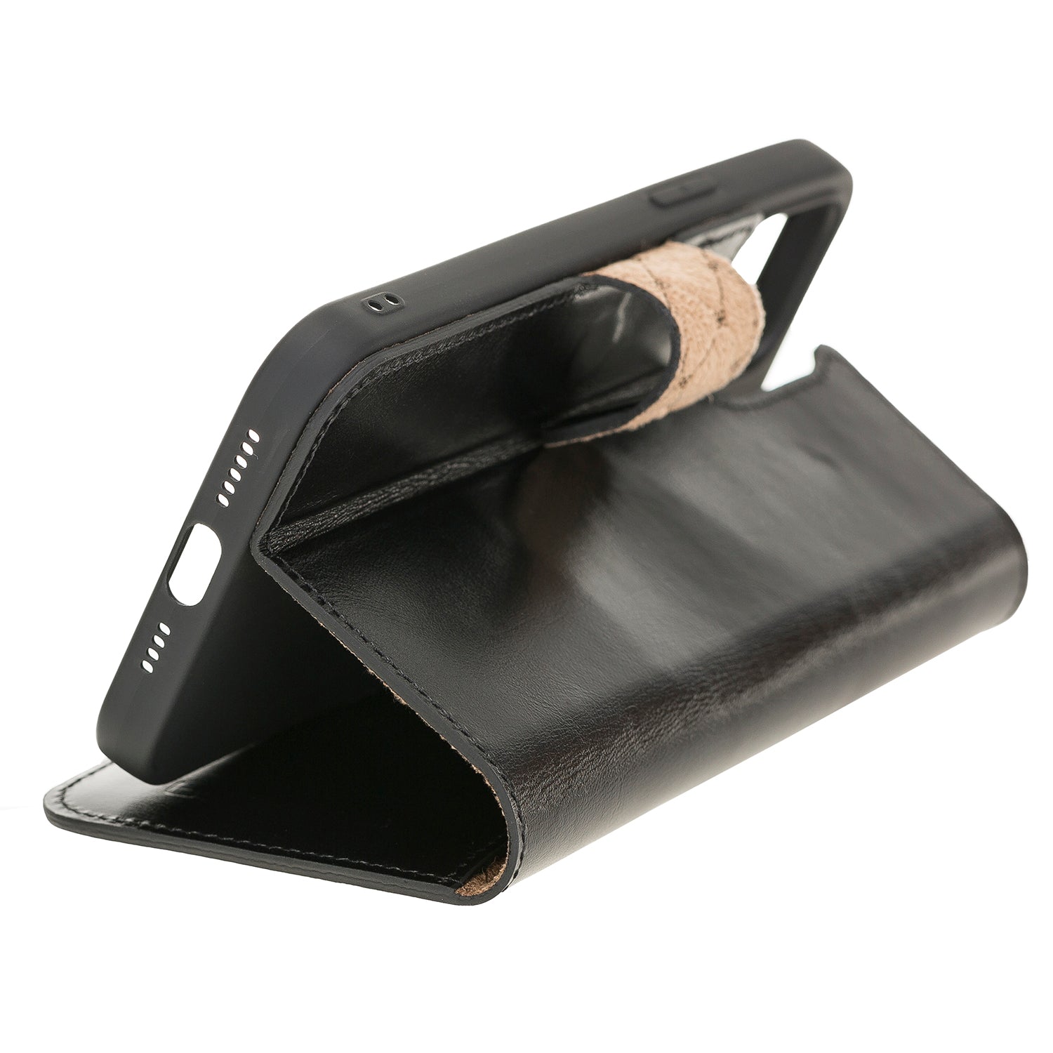 Wallet Folio Leather Case with RFID for iPhone 12 (6.1") - BLACK - saracleather