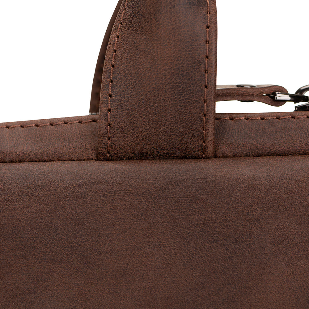 Apollo Leather Laptop Bag 13 Inch - BROWN - saracleather