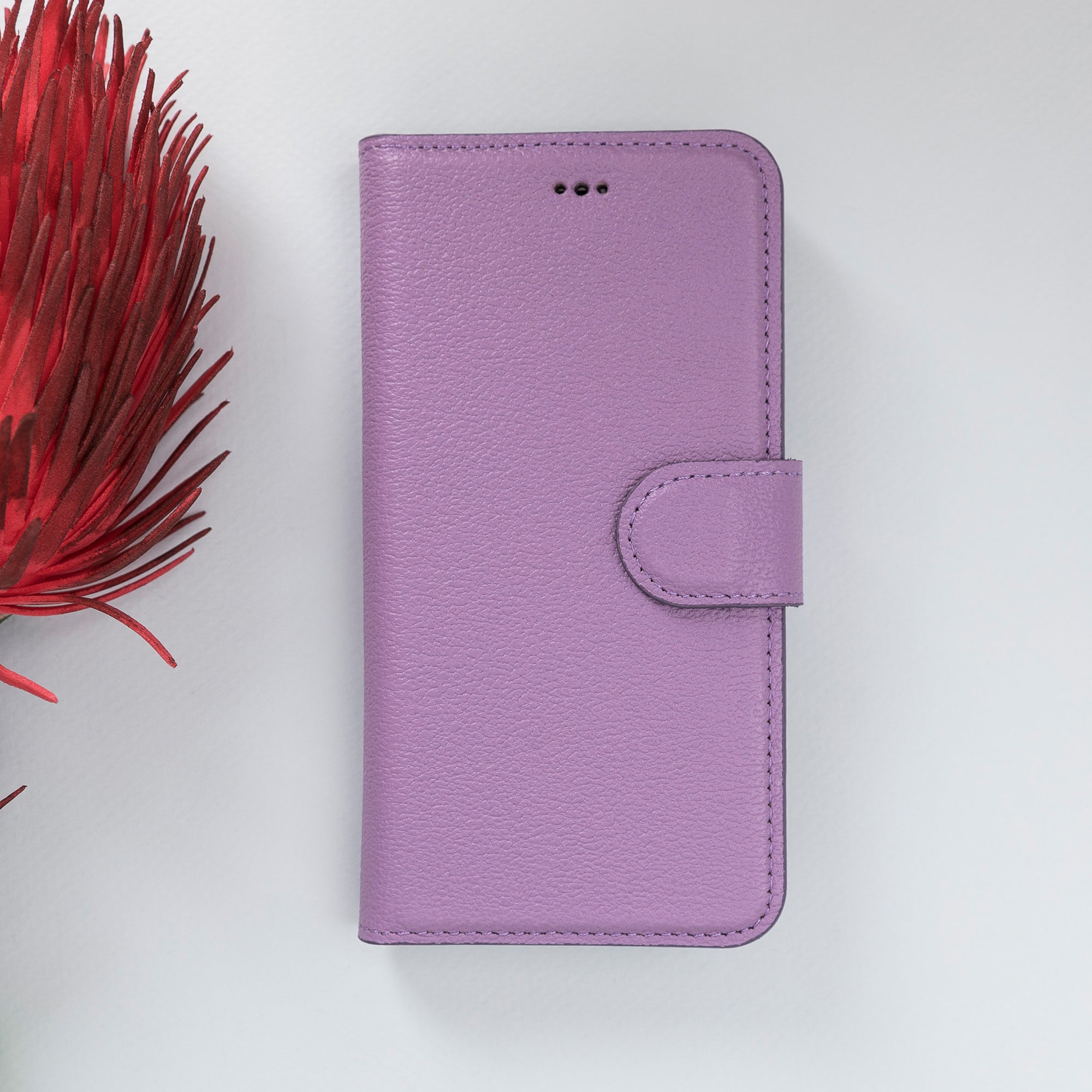 Magic Magnetic Detachable Leather Wallet Case for iPhone SE 2020 / 8 / 7 (4.7") - LILAC - saracleather