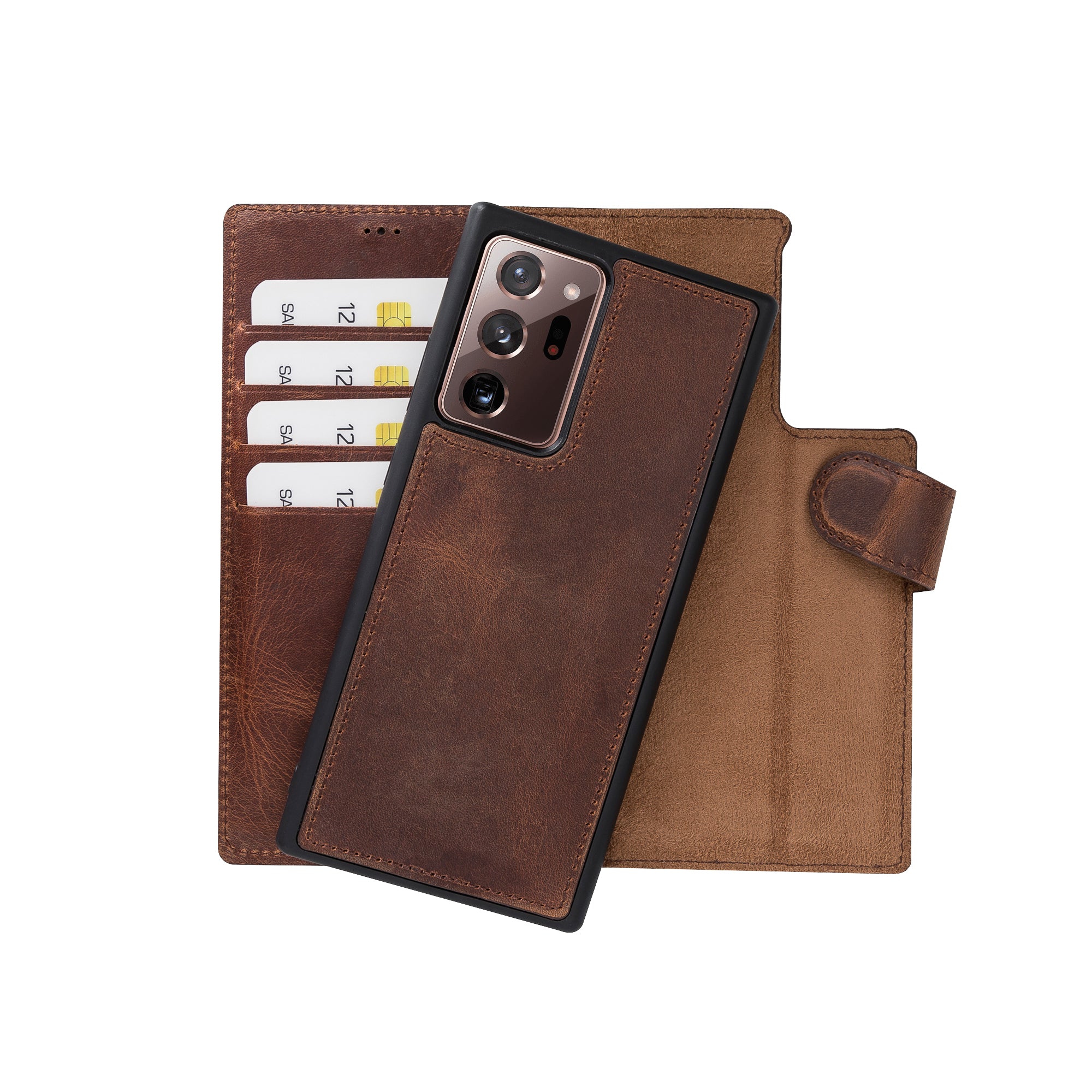 Magic Magnetic Detachable Leather Wallet Case for Samsung Galaxy Note 20 Ultra / Note 20 Ultra 5G (6.9") - BROWN - saracleather