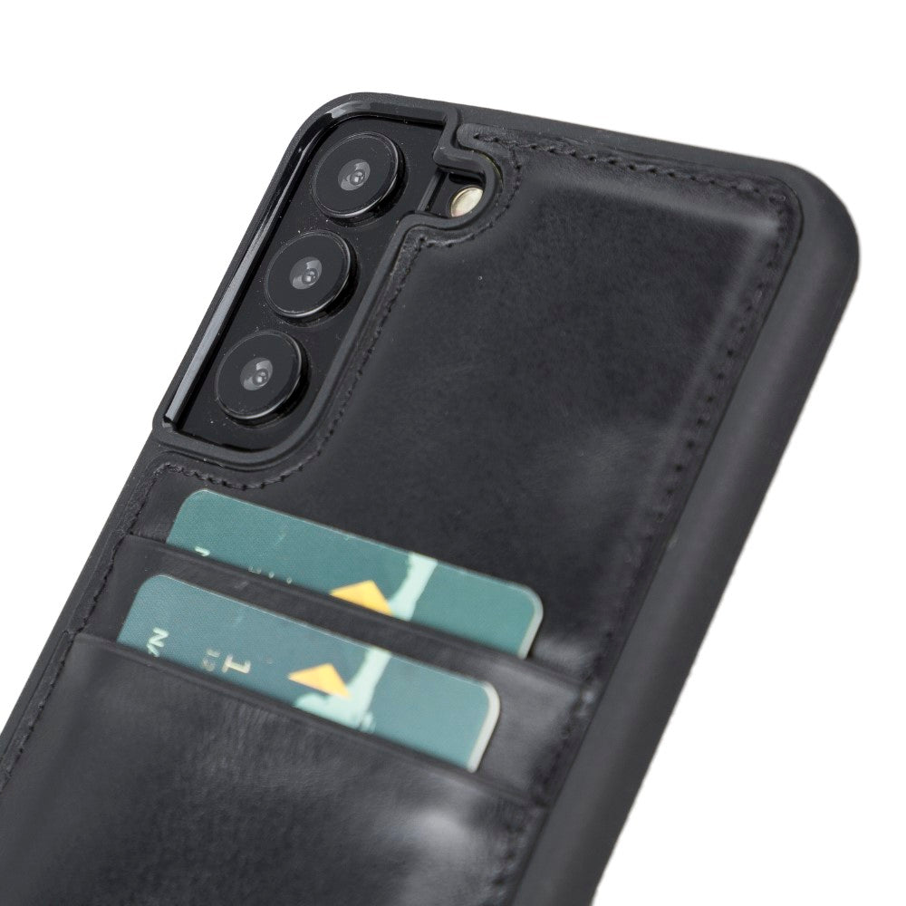 Flex Cover Leather Back Case with Card Holder for Samsung Galaxy S22 (6.1") - BLACK