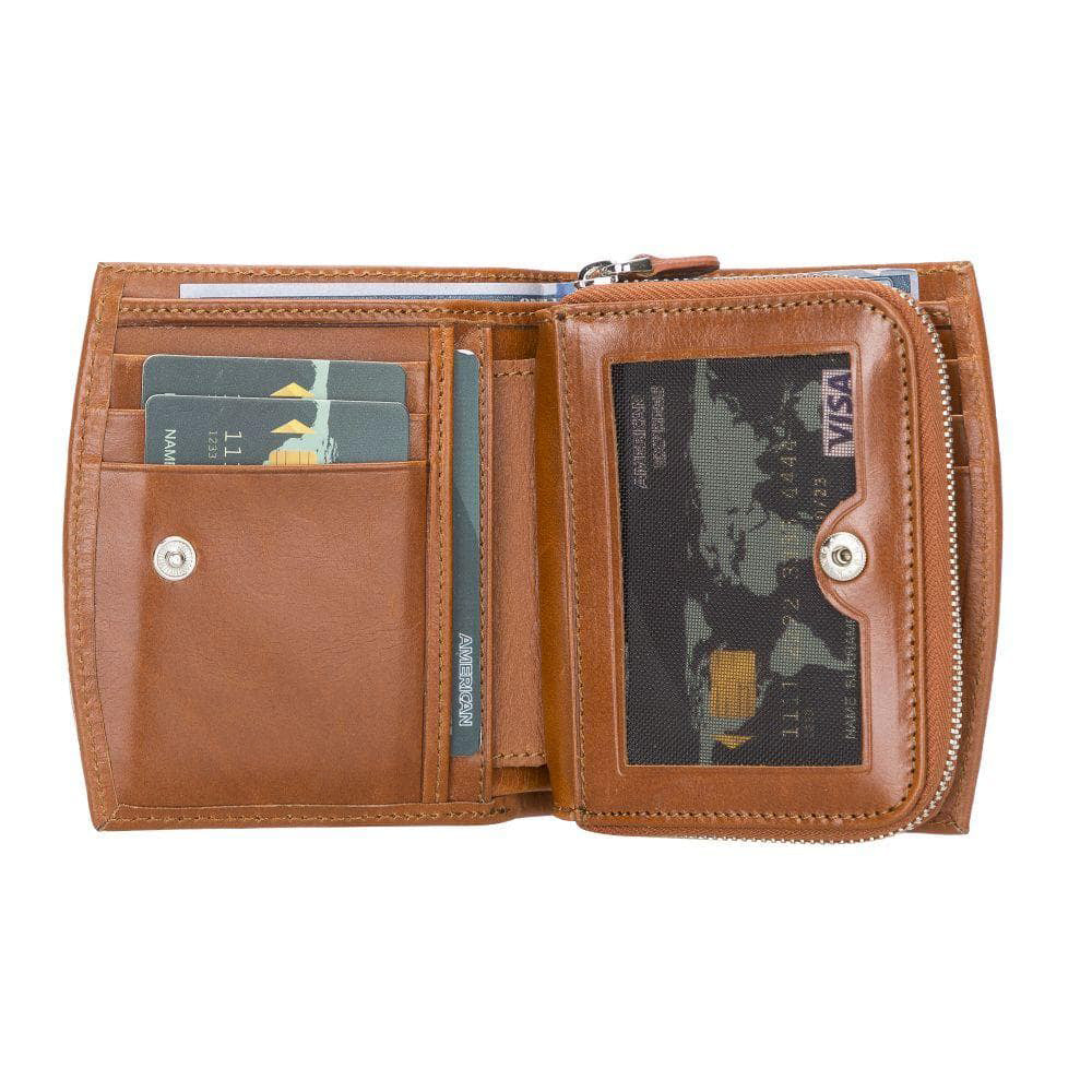 Vero Women's Leather Zipper Wallet - TAN - saracleather