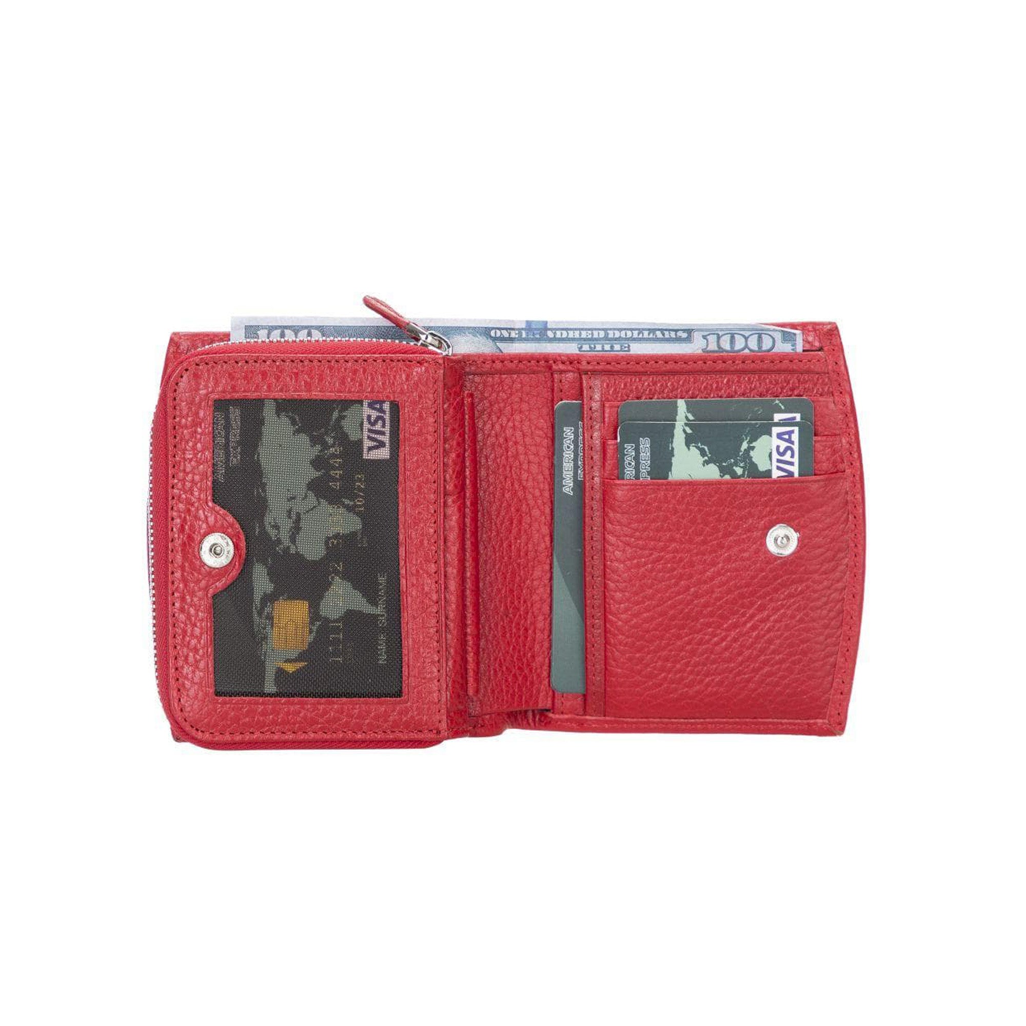 Vero Women's Leather Zipper Wallet - RED - saracleather