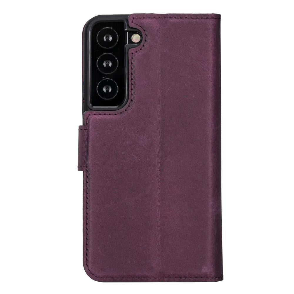 Magic Magnetic Detachable Leather RFID Blocker Wallet Case for Samsung Galaxy S22 (6.1") - PURPLE