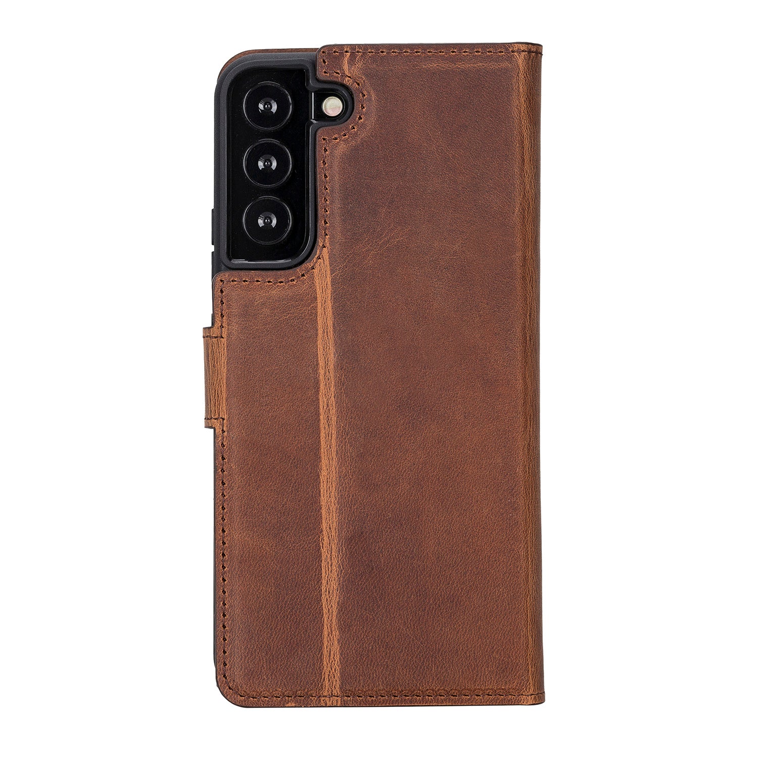 Magic Magnetic Detachable Leather RFID Blocker Wallet Case for Samsung Galaxy S22 (6.1") - BROWN