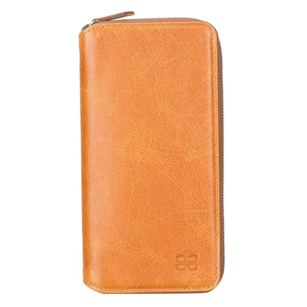 Pouch Magnetic Detachable Leather Wallet Case with RFID for Samsung Galaxy S22 Ultra (6.8") - TAN