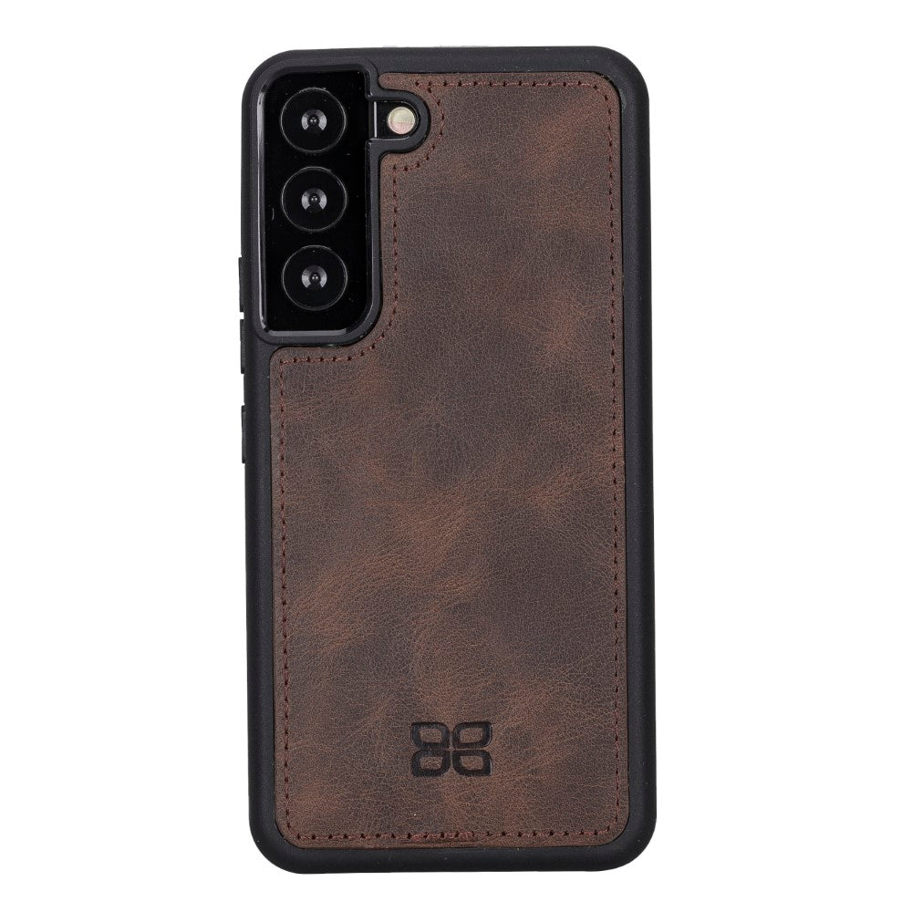 Magic Magnetic Detachable Leather RFID Blocker Wallet Case for Samsung Galaxy S22 (6.1") - BROWN