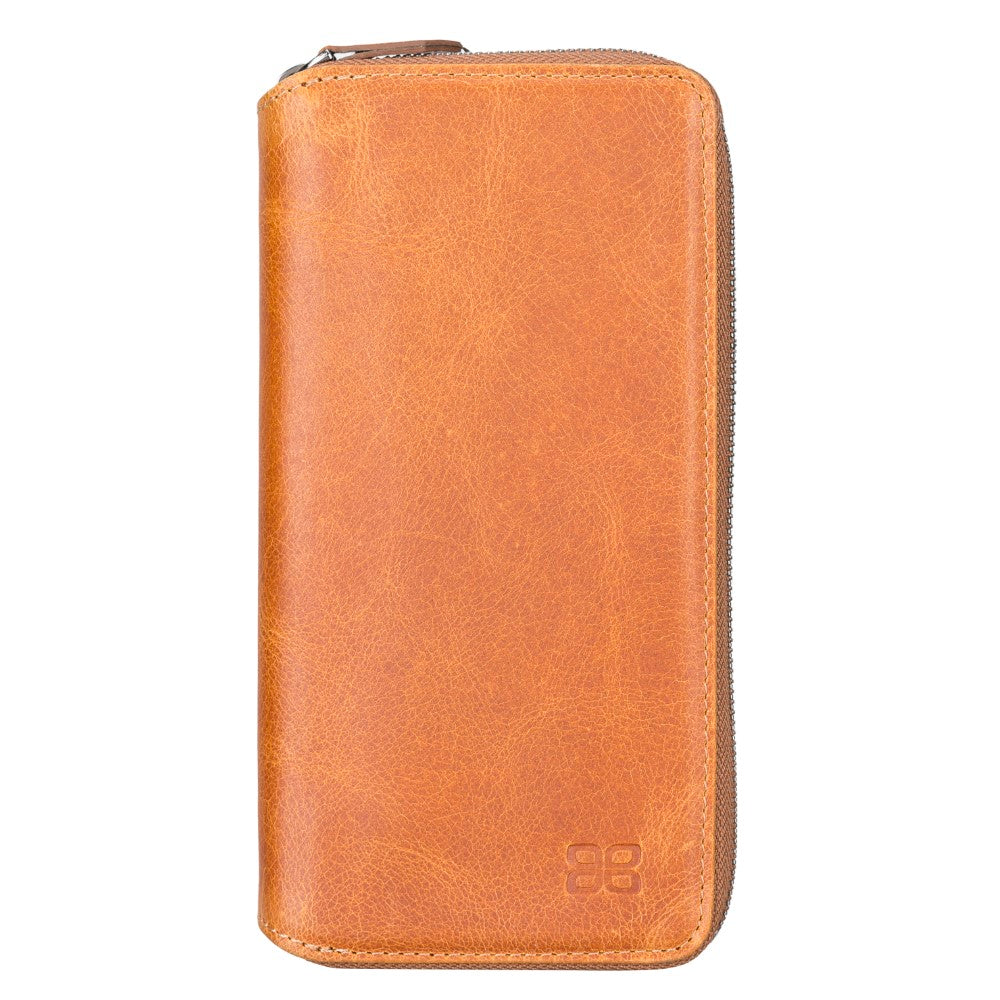 Pouch Magnetic Detachable Leather Wallet Case with RFID for Samsung Galaxy S22 Plus (6.6") - TAN