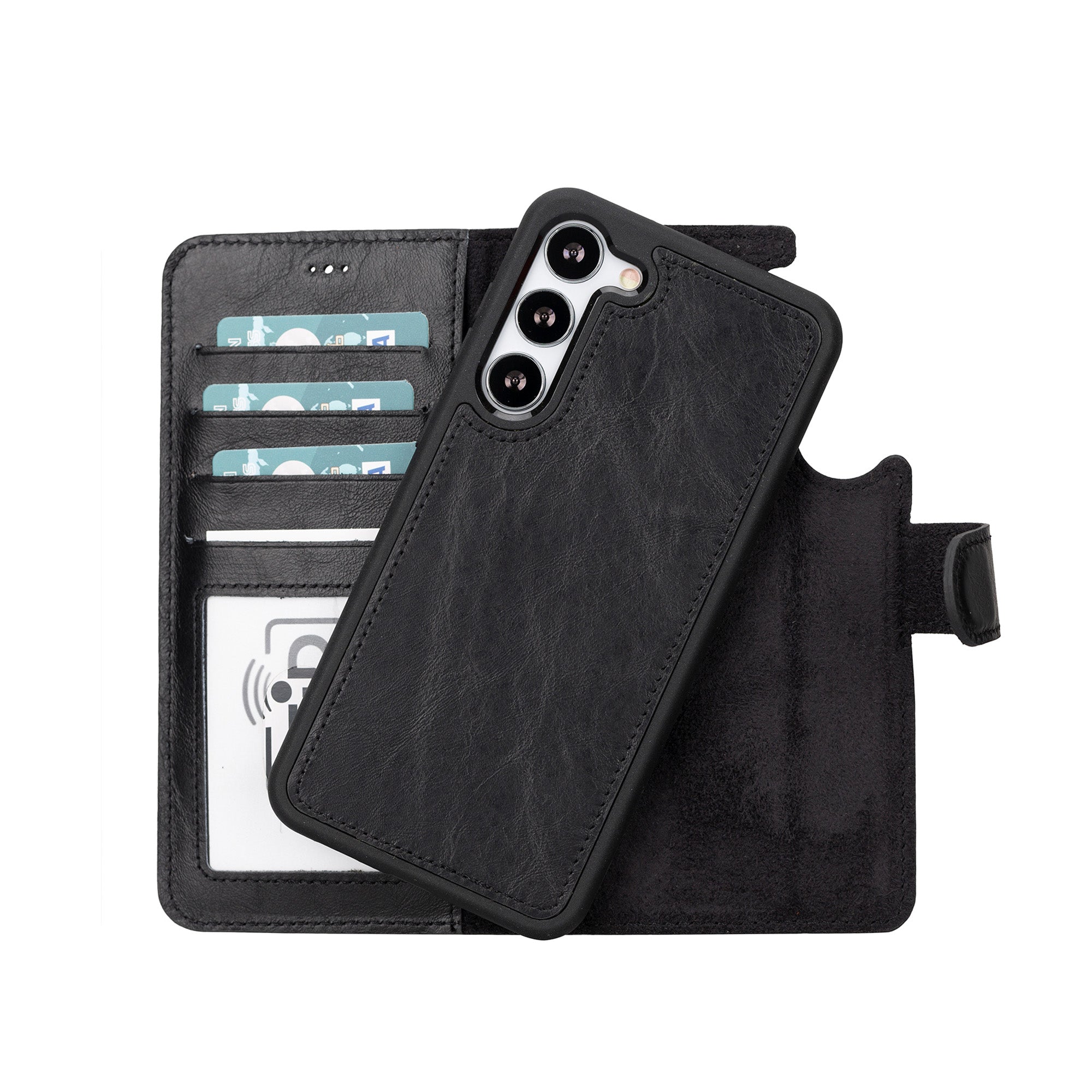 Magic Magnetic Detachable Leather RFID Blocker Wallet Case for Samsung Galaxy S23 Plus (6.6") - BLACK