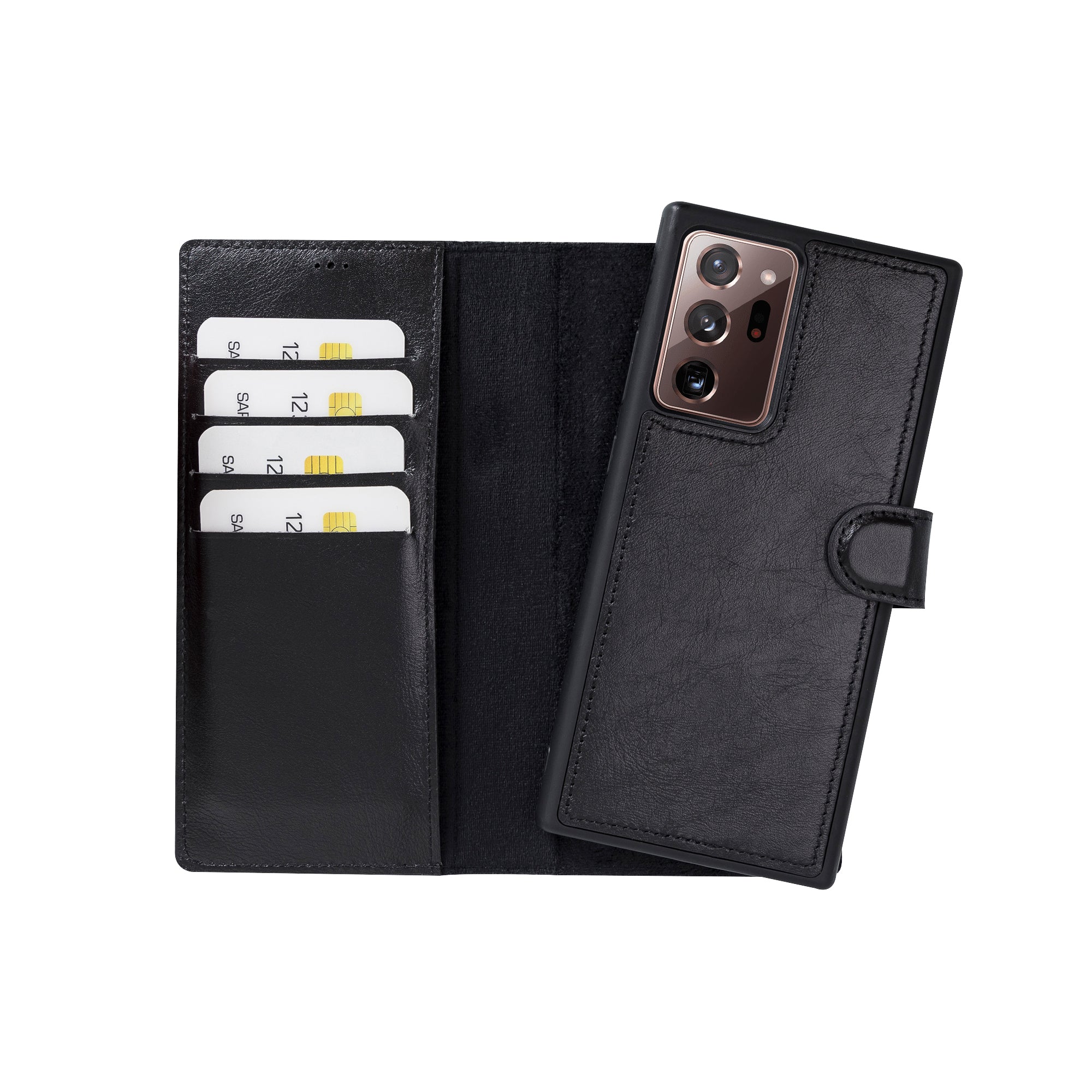 Magic Magnetic Detachable Leather Wallet Case for Samsung Galaxy Note 20 Ultra / Note 20 Ultra 5G (6.9") - BLACK - saracleather