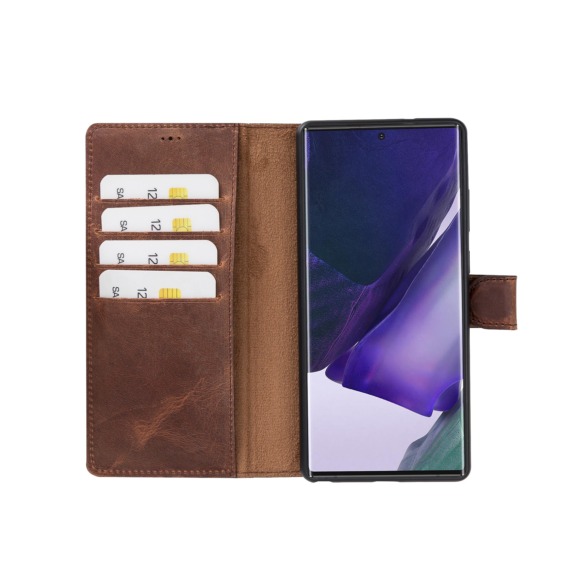 Magic Magnetic Detachable Leather Wallet Case for Samsung Galaxy Note 20 / Note 20 5G (6.7") - BROWN - saracleather