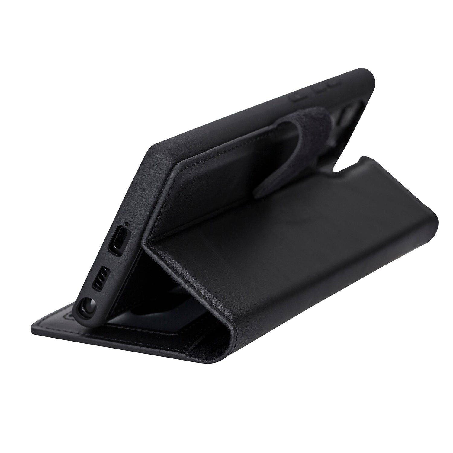 Magic Magnetic Detachable Leather RFID Blocker Wallet Case for Samsung Galaxy S22 Ultra (6.8") - BLACK