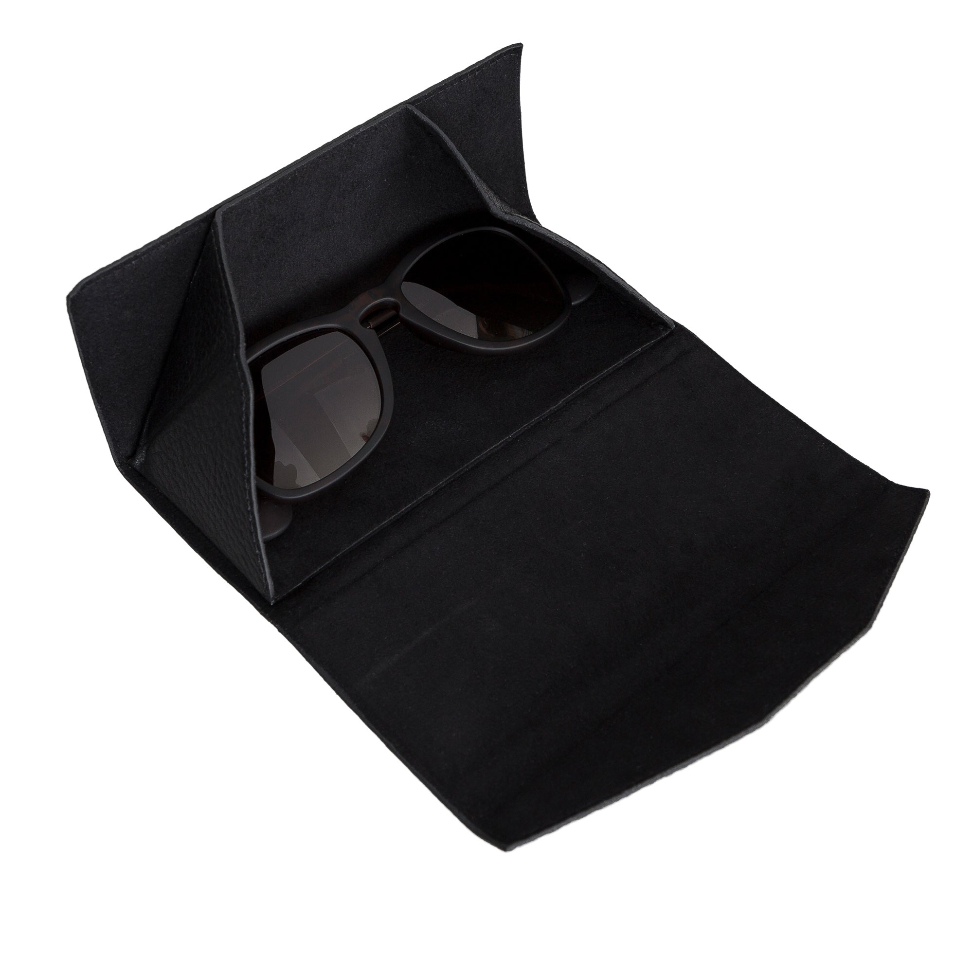 Smart Leather Glasses Case - BLACK - saracleather