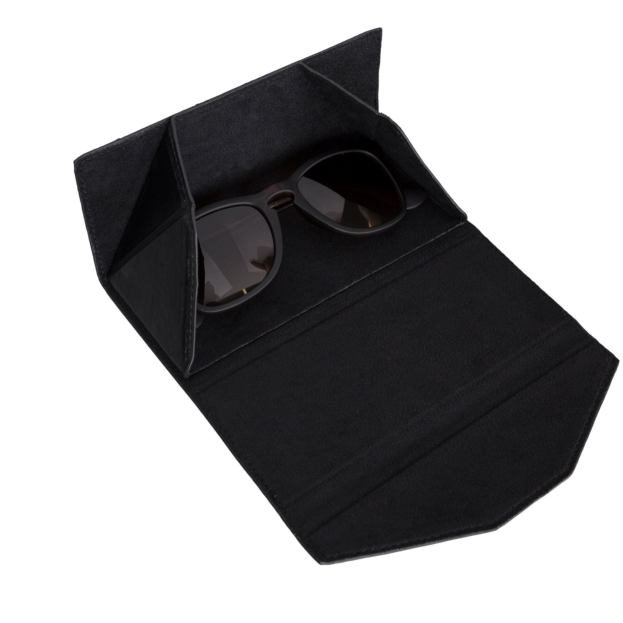 Smart Leather Glasses Case - BLACK - saracleather